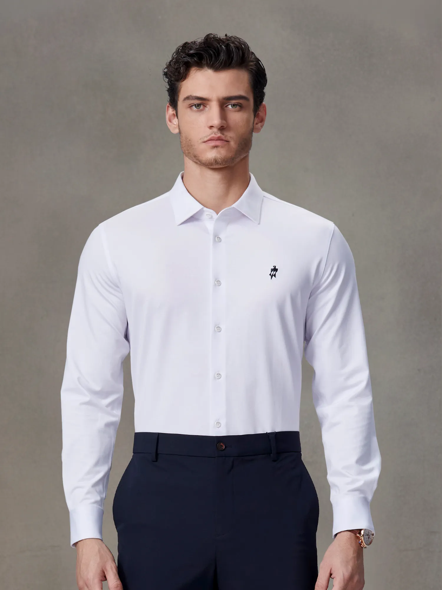 S50 Alpine Snow White Silk Stretch Shirt