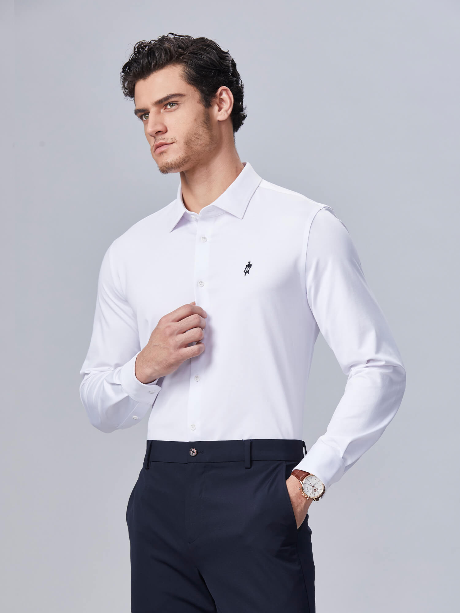 S50 Alpine Snow White Silk Stretch Shirt-OWN DREAM