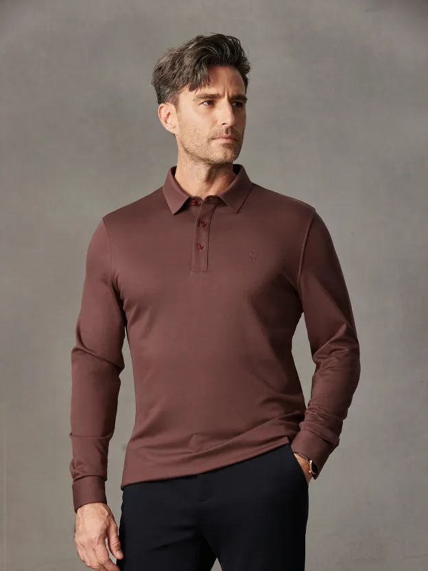 Desert Mocha Long-Sleeve Stretch Polo