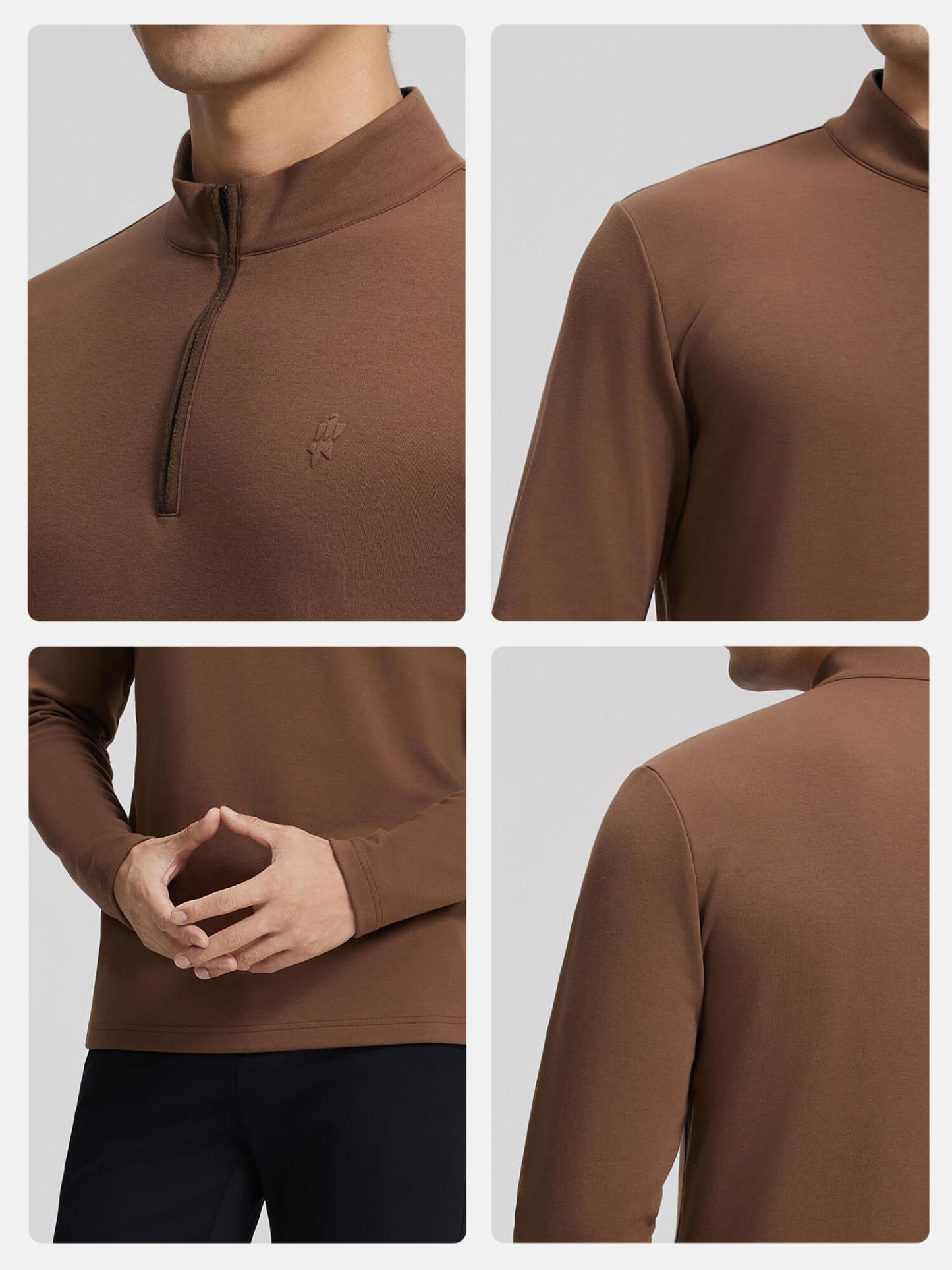 Desert Brown Stand-up Neck Warm Soft Shirt-OWN DREAM Shirts
