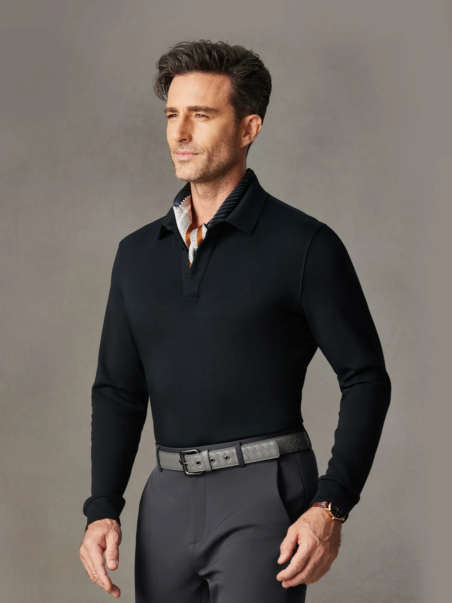 Evergreen Sage Long-Sleeve Stretch Polo