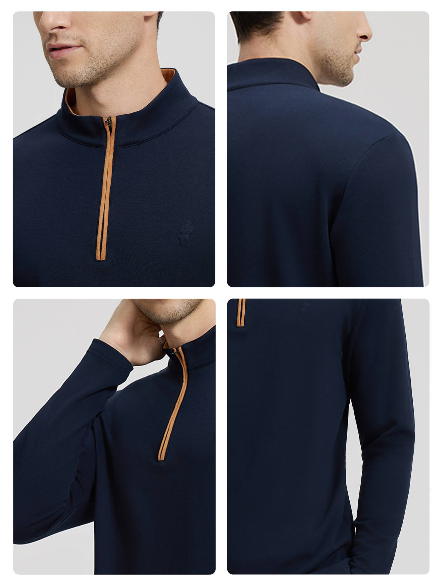 Dark Blue Stand-Up Collar Thermal Shirt-OWN DREAM Shirts