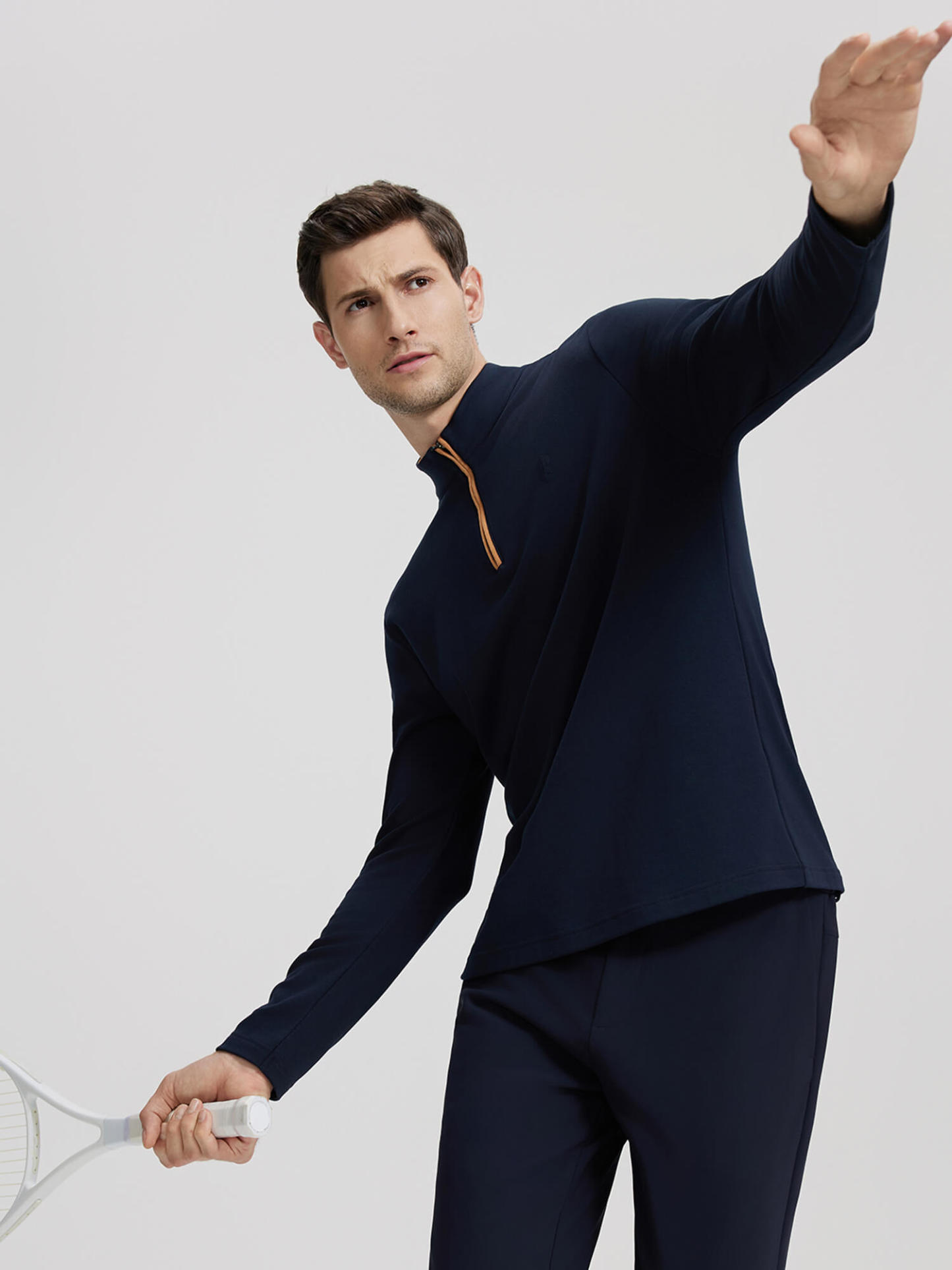 Dark Blue Stand-Up Collar Thermal Shirt-OWN DREAM Shirts