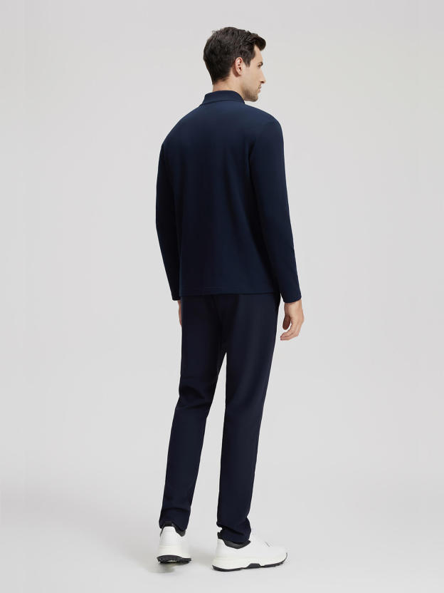 Dark Blue Stand-Up Collar Thermal Shirt-OWN DREAM Shirts