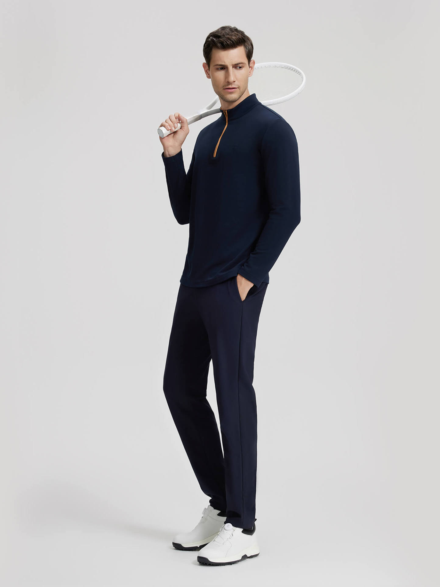 Dark Blue Stand-Up Collar Thermal Shirt-OWN DREAM Shirts