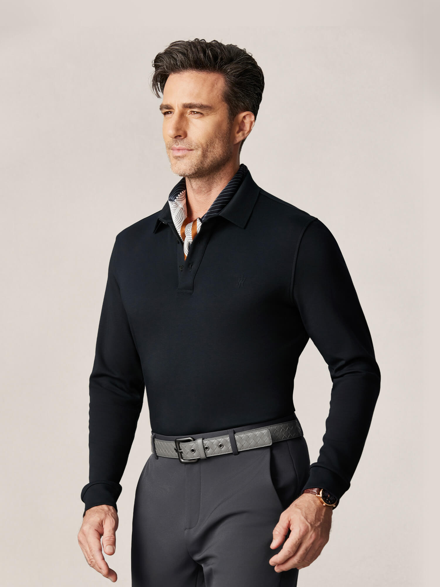 Evergreen Sage Long-Sleeve Stretch Polo