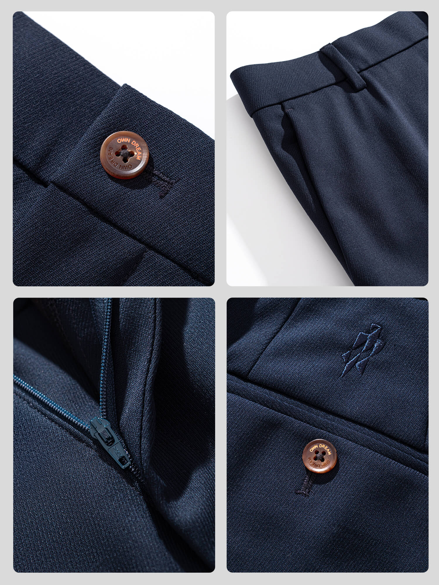 Deep Blue Wool Stretch Suit Pants-Own Dream Shirts-Dress Shirts for Men