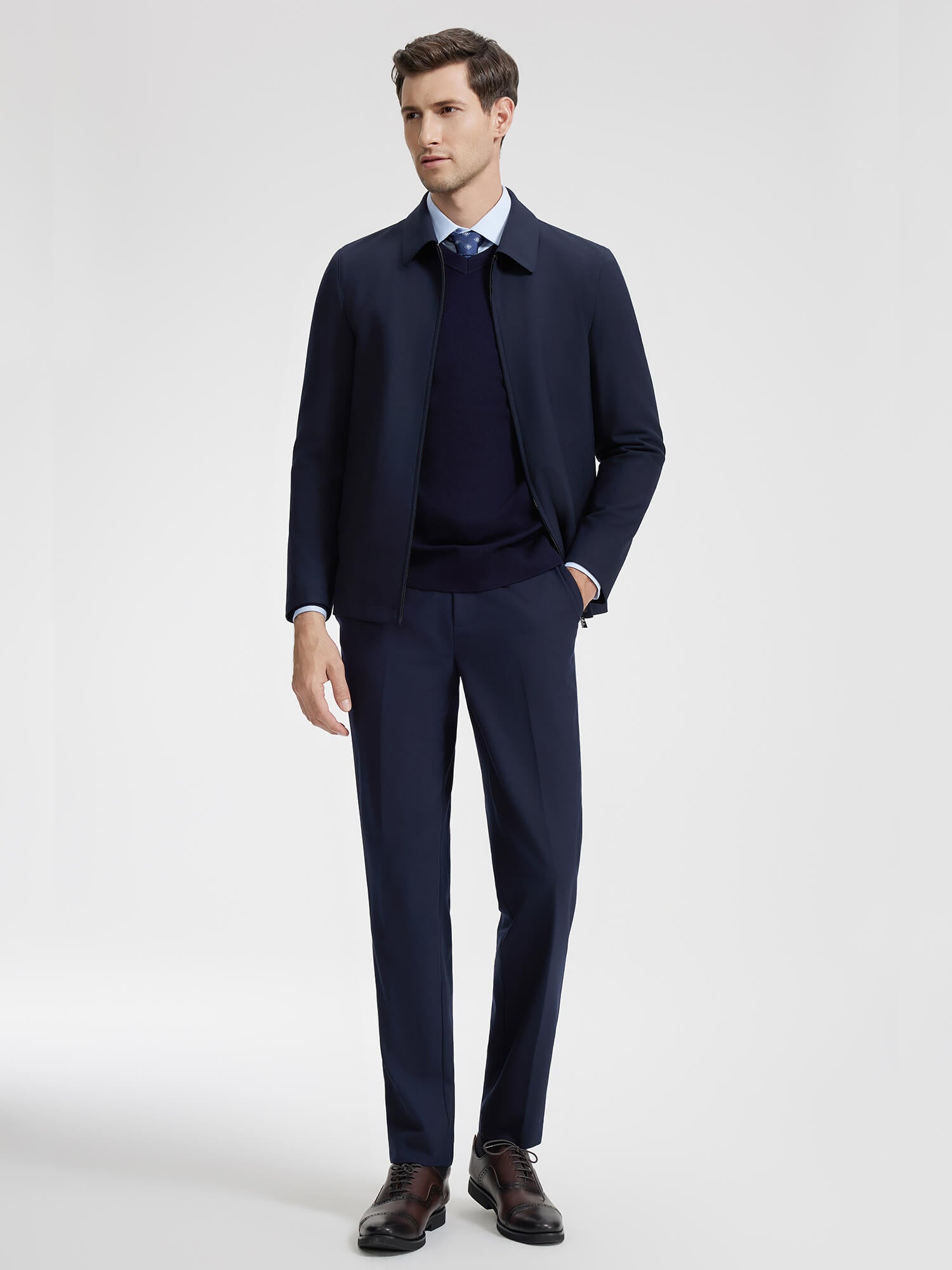 Deep Blue Wool Stretch Suit Pants-Own Dream Shirts-Dress Shirts for Men