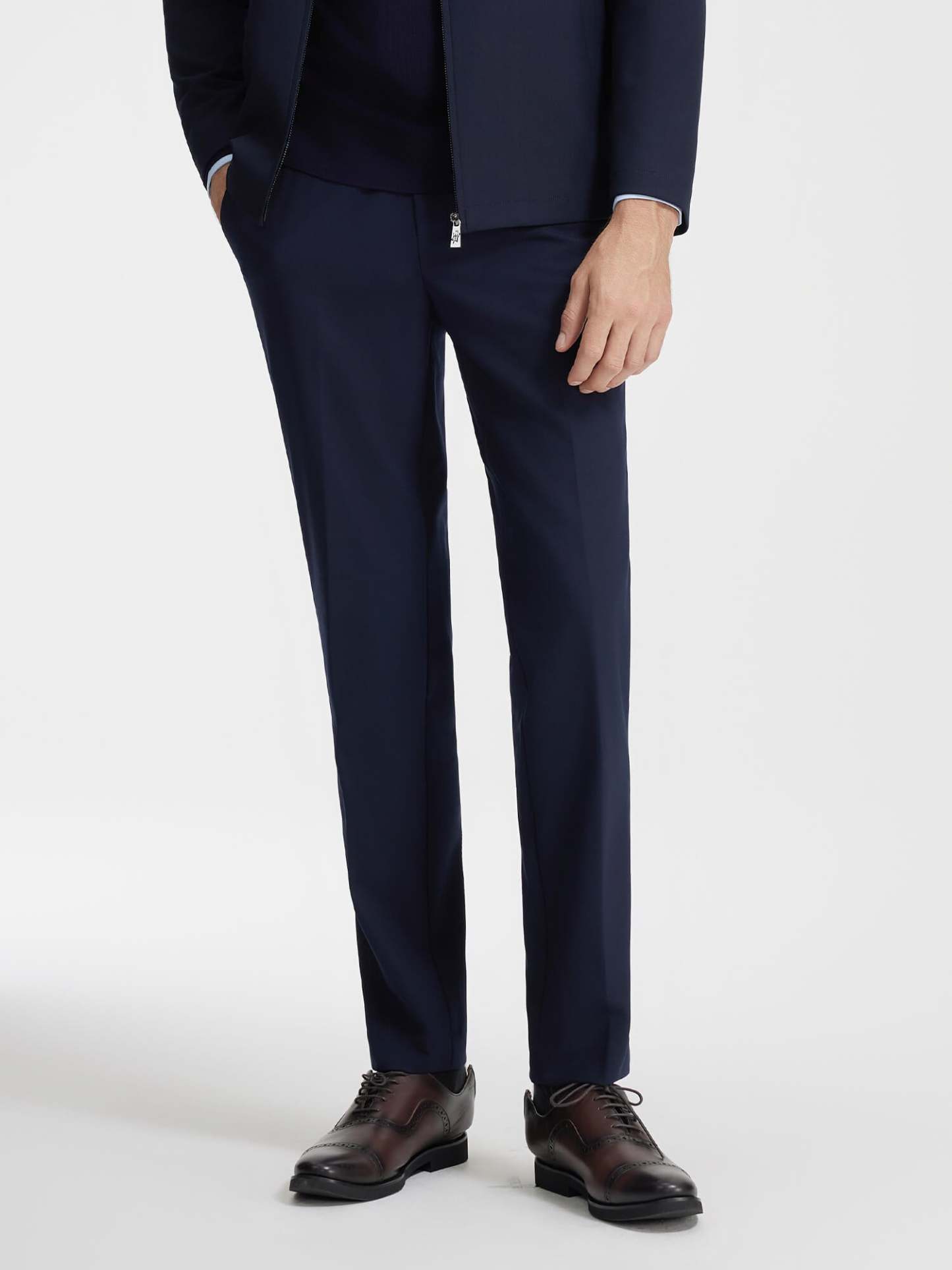 Deep Blue Wool Stretch Suit Pants-OWN DREAM Shirts