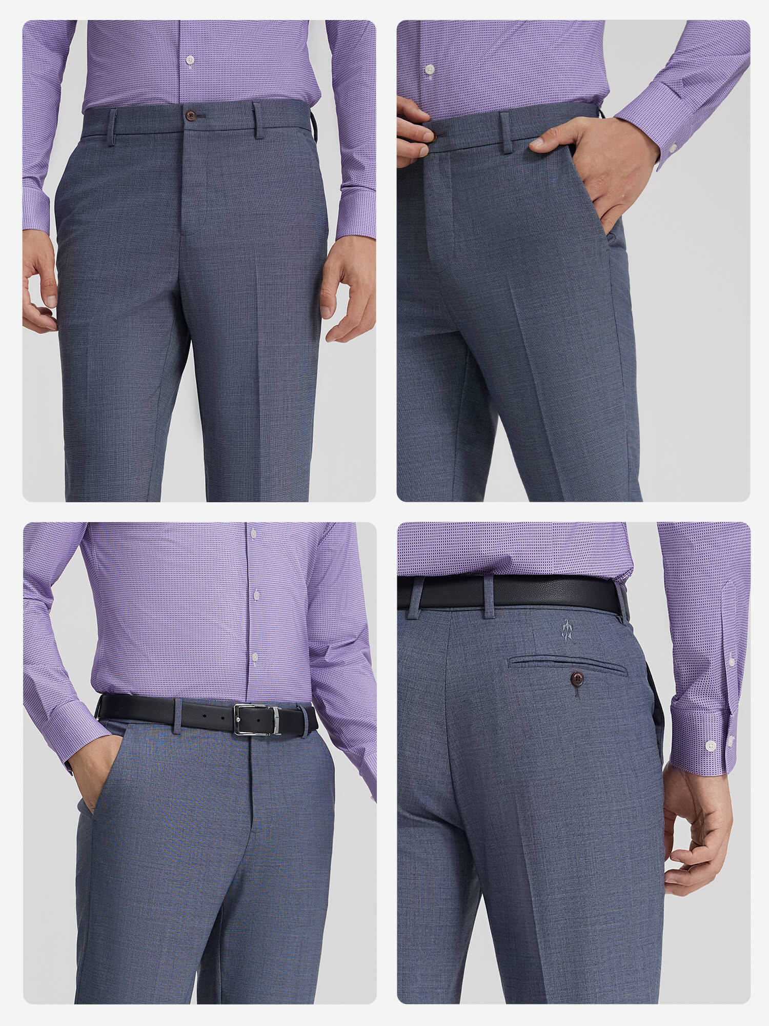 Onyx Gray Wool Stretch Suit Pants-Own Dream Shirts-Dress Shirts for Men