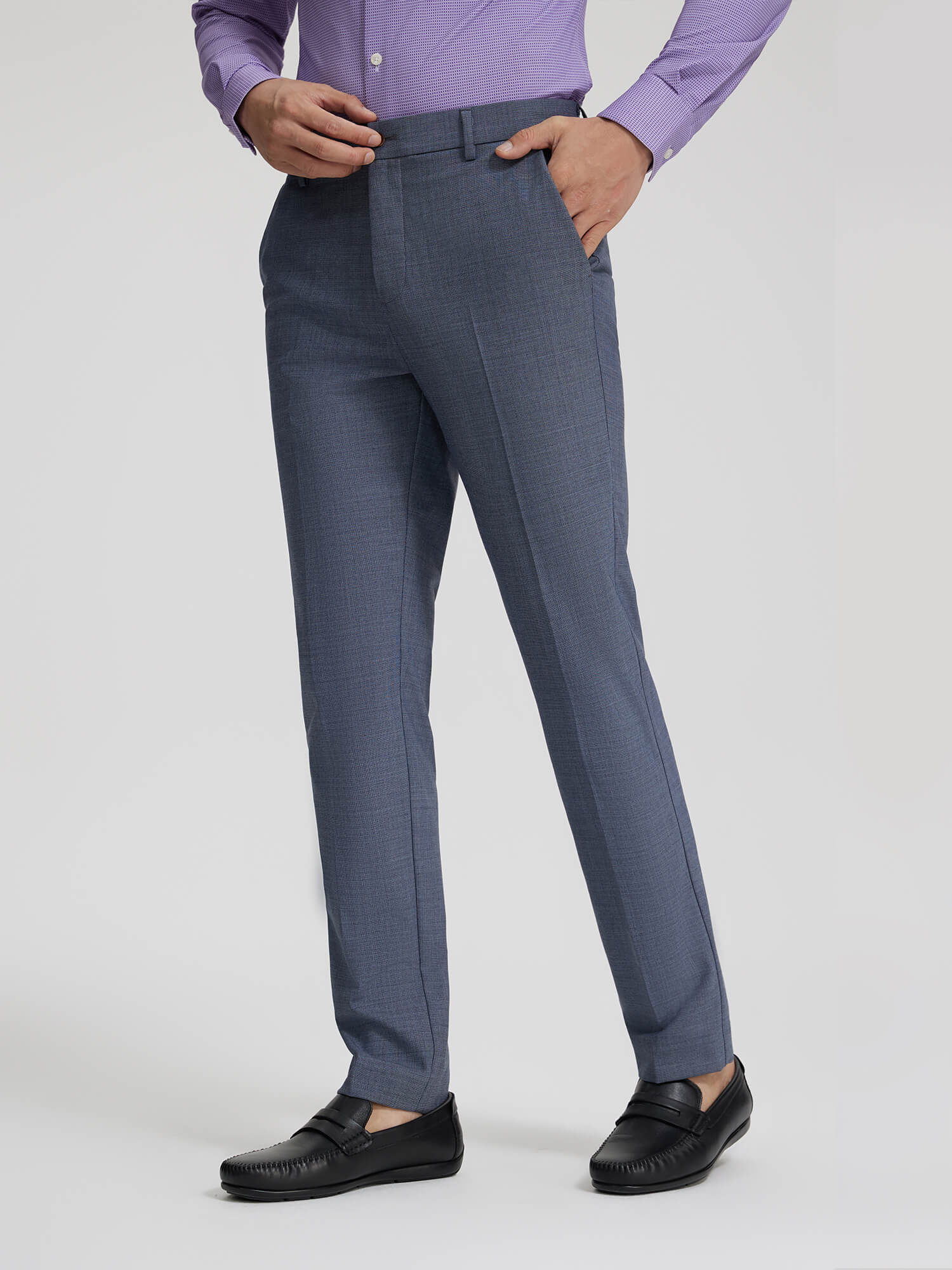 Onyx Gray Wool Stretch Suit Pants-Own Dream Shirts-Dress Shirts for Men