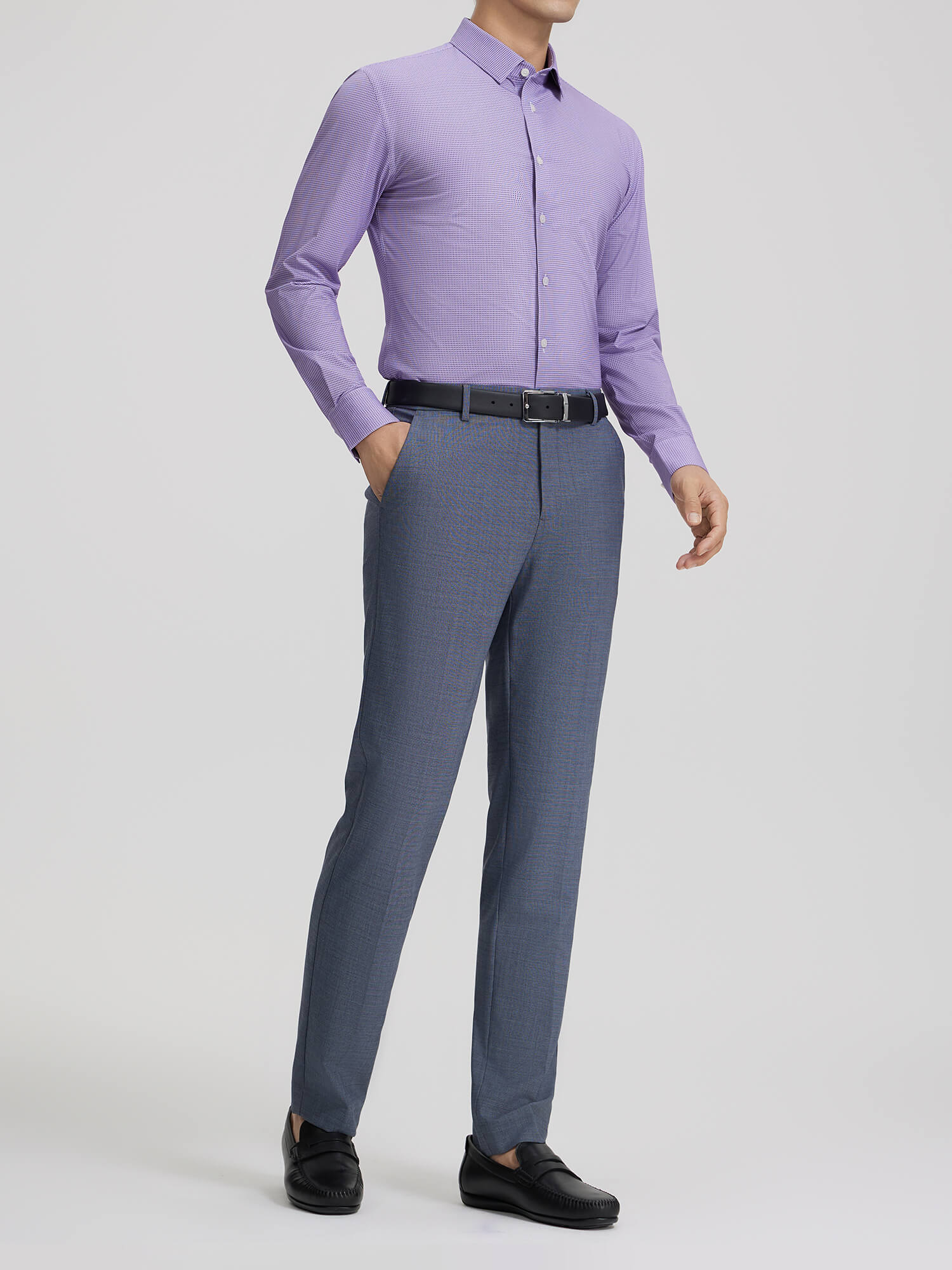 Onyx Gray Wool Stretch Suit Pants-Own Dream Shirts-Dress Shirts for Men