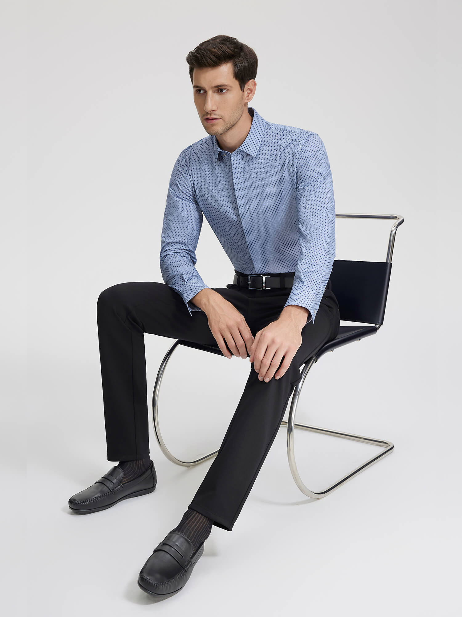 Ink Black 5-Pocket Stretch Casual Pants-Own Dream Shirts-Dress Shirts for Men