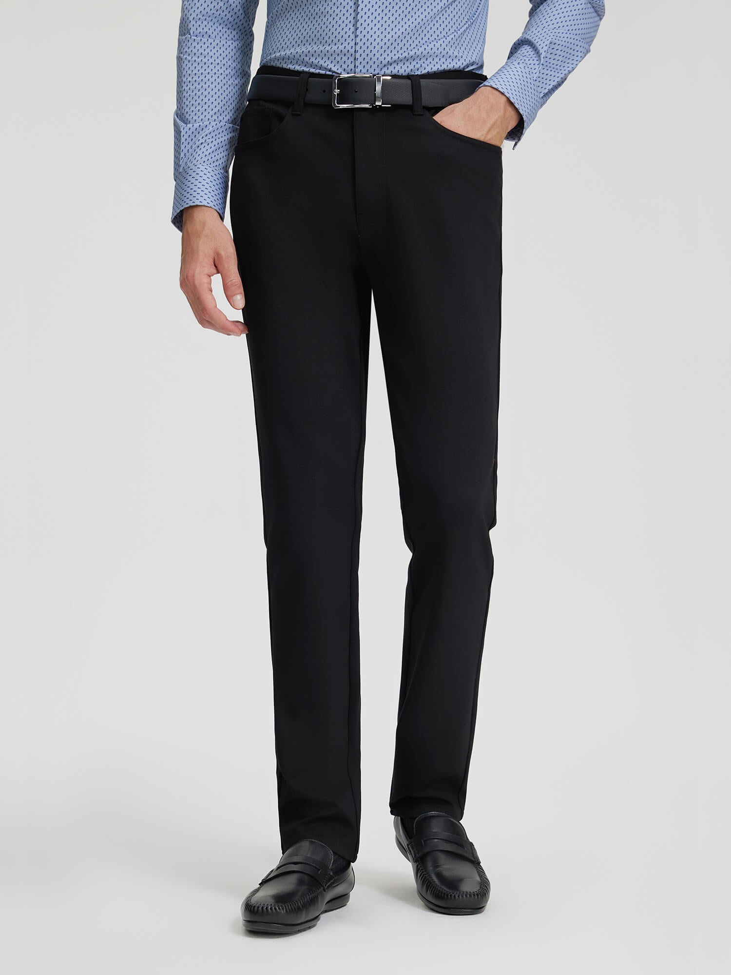 Ink Black 5-Pocket Stretch Casual Pants-Own Dream Shirts-Dress Shirts for Men