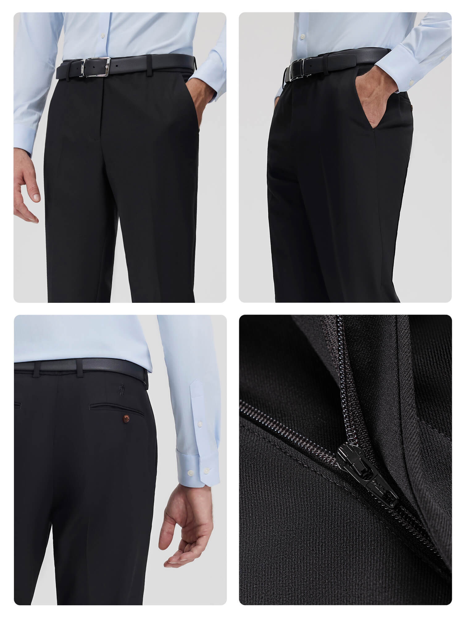 High-Knit Black Wool Stretch Suit Pants-OWN DREAM Shirts
