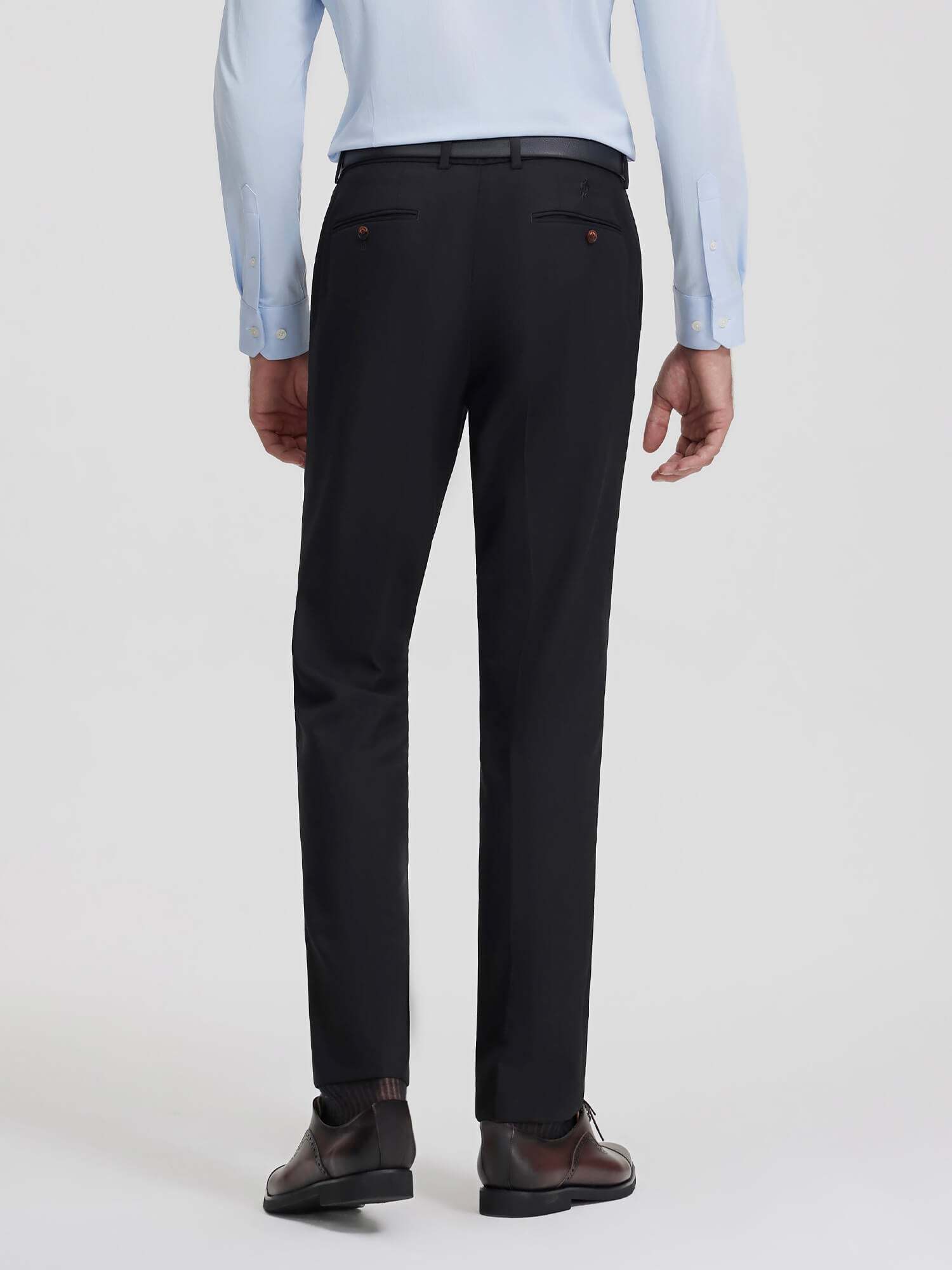 High-Knit Black Wool Stretch Suit Pants-OWN DREAM Shirts