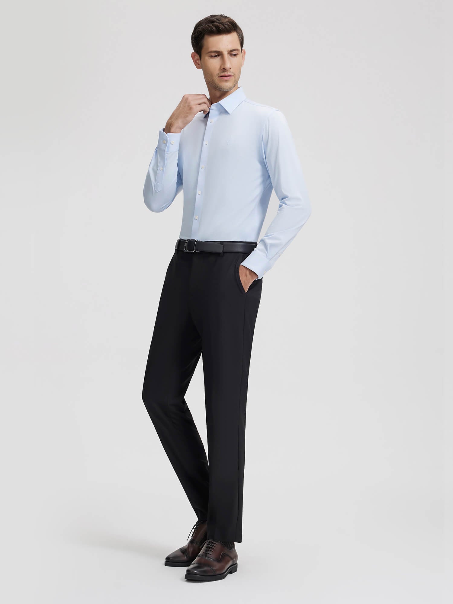 High-Knit Black Wool Stretch Suit Pants-OWN DREAM Shirts