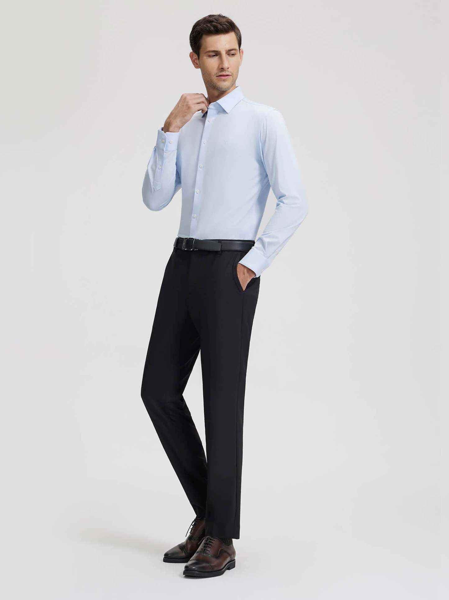 High-Knit Black Wool Stretch Suit Pants-OWN DREAM Shirts