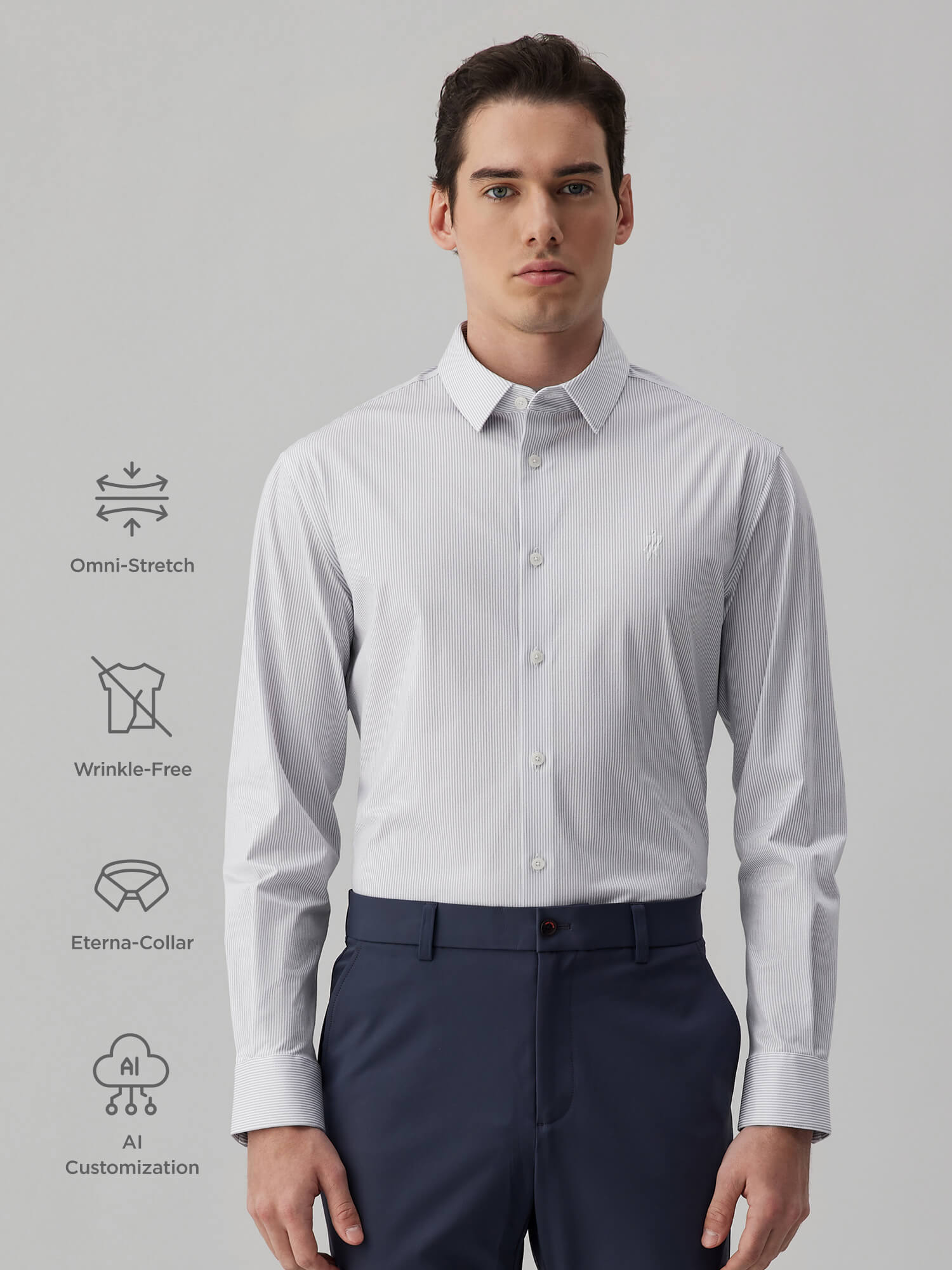 Drift Gray Striped High-Stretch Shirt