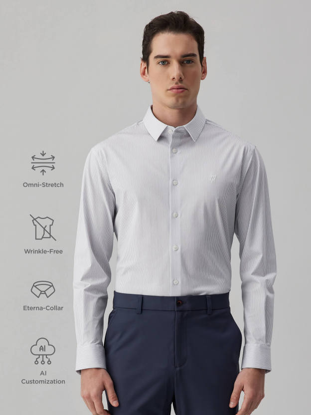 Drift Gray Striped High-Stretch Shirt