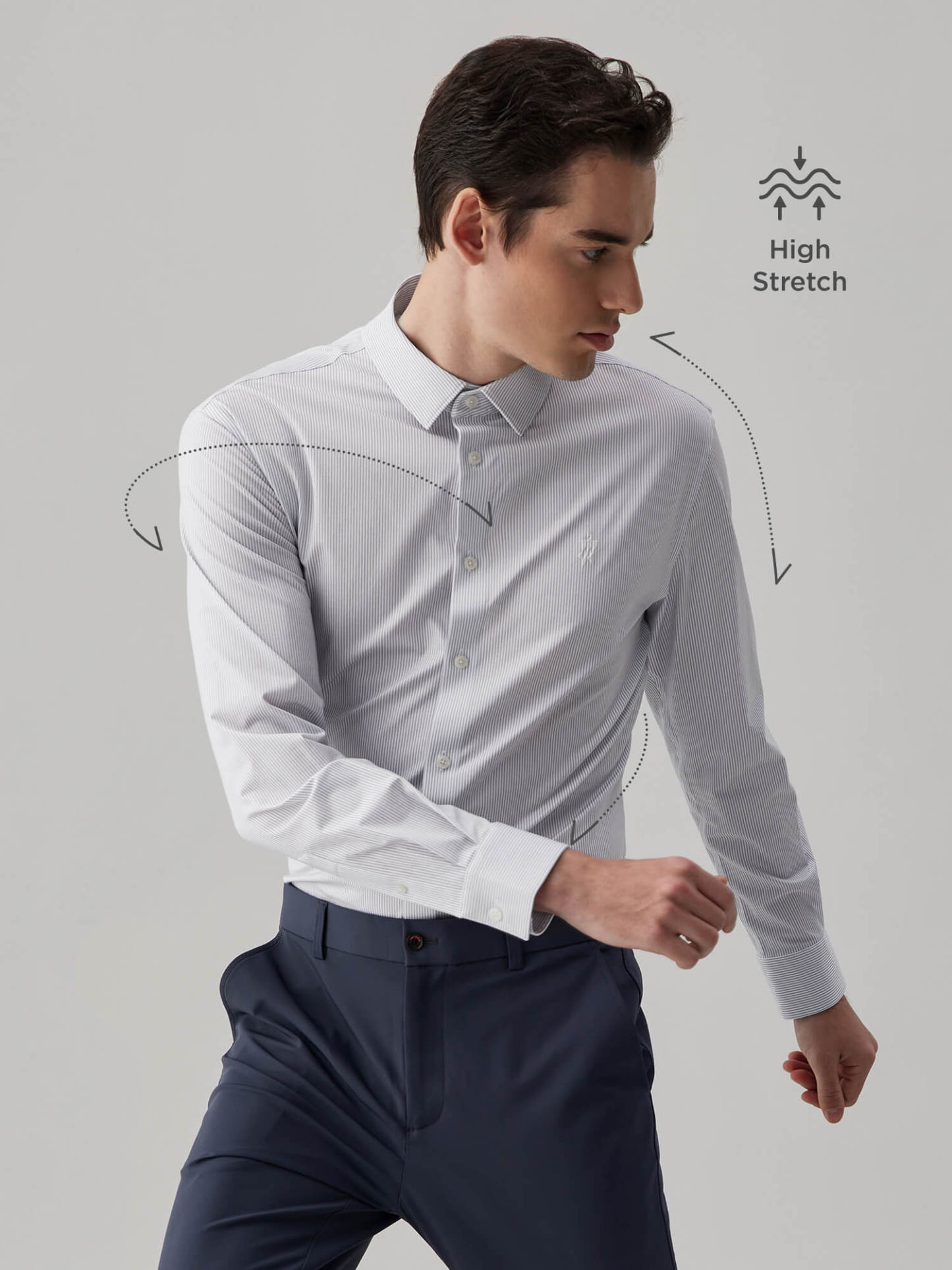 Drift Gray Striped High-Stretch Shirt