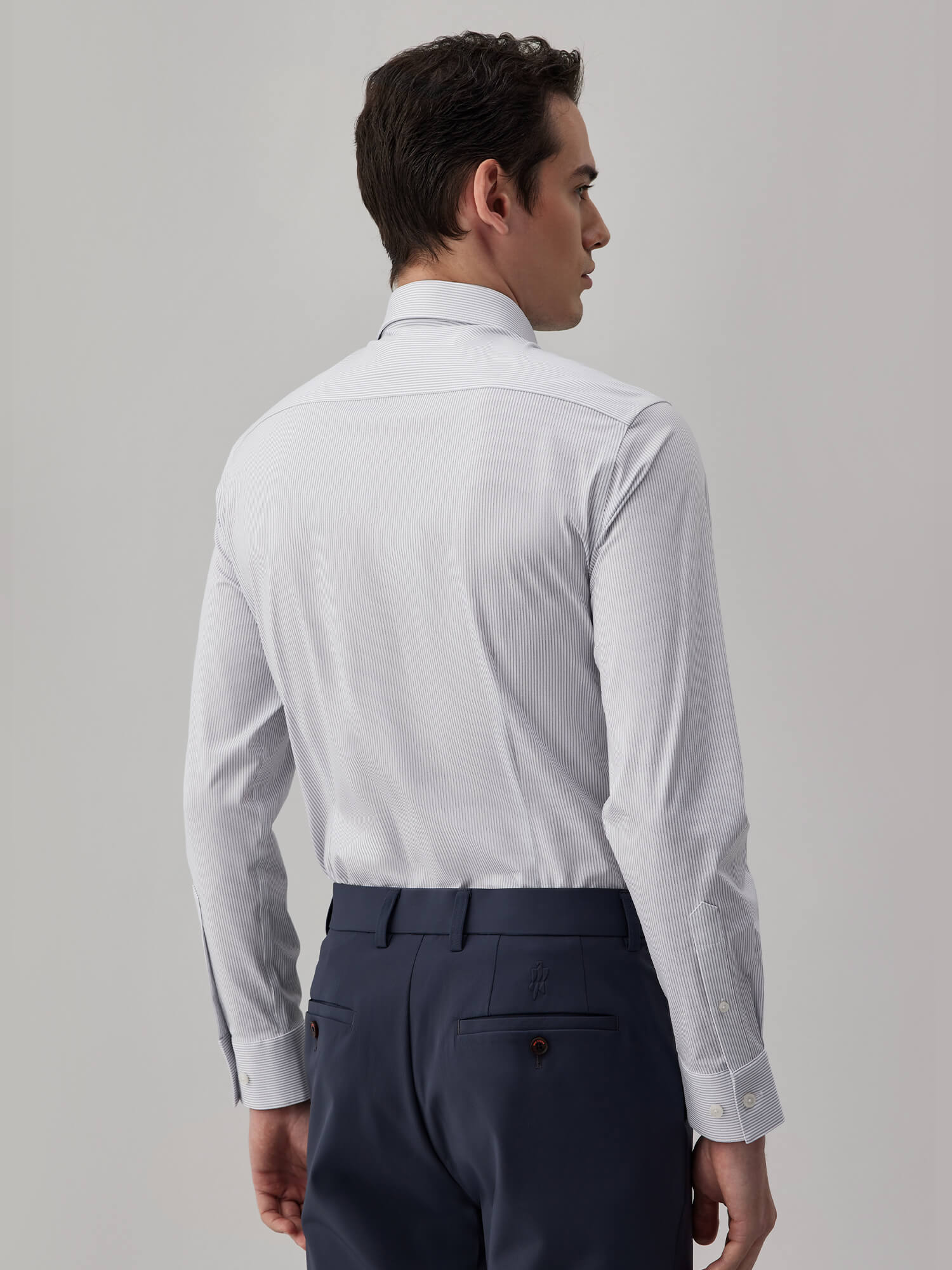 Drift Gray Striped High-Stretch Shirt-Own Dream Shirts-Dress Shirts for Men