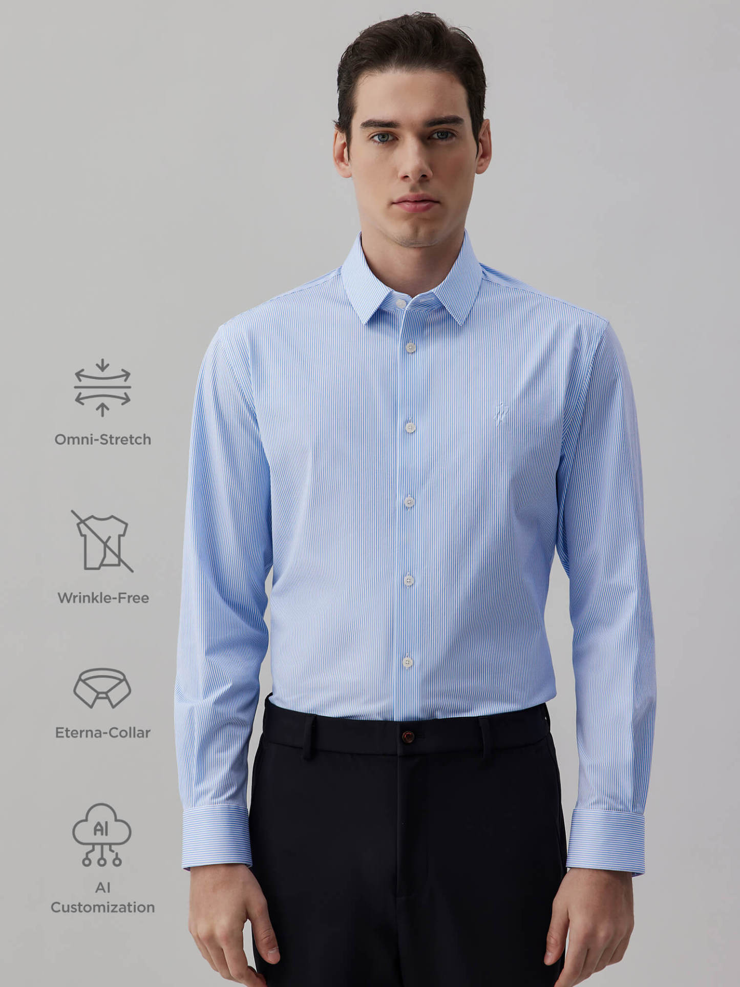 Glacier Blue Striped High-Stretch Shirt