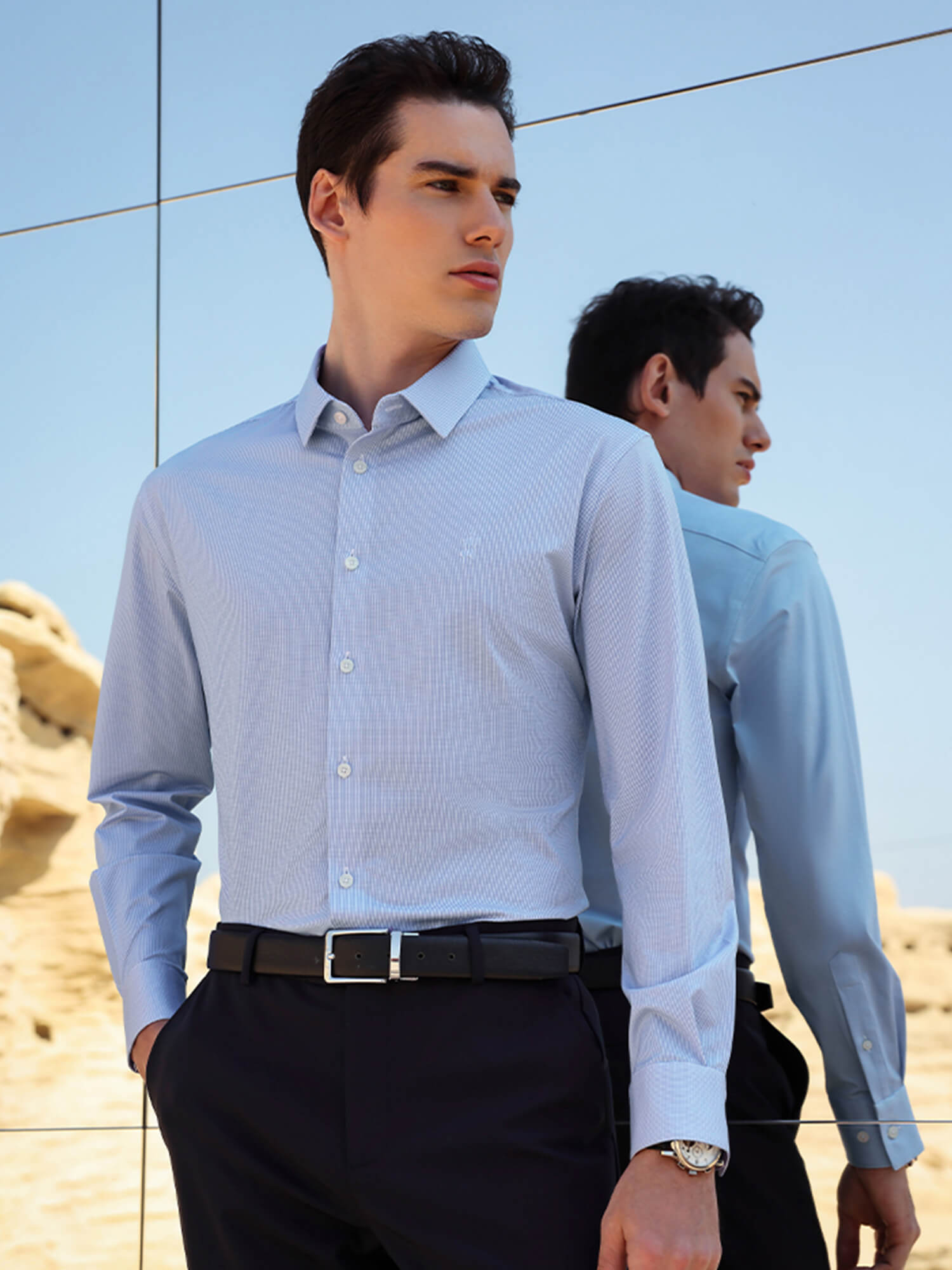 Sapphire Blue High-Stretch Shirt -Own Dream Shirts-Dress Shirts for Men