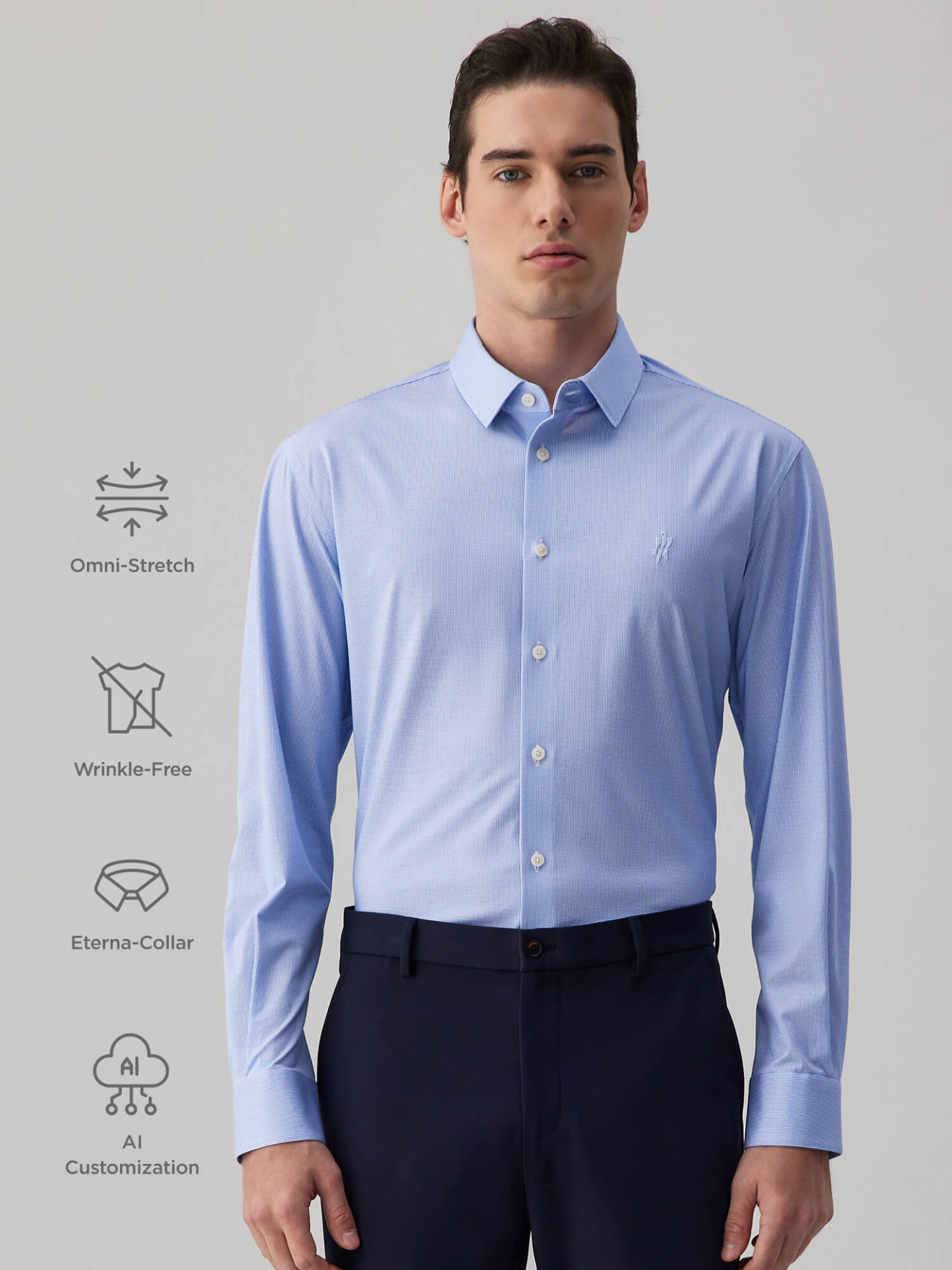 Glacier Blue Striped High-Stretch Shirt