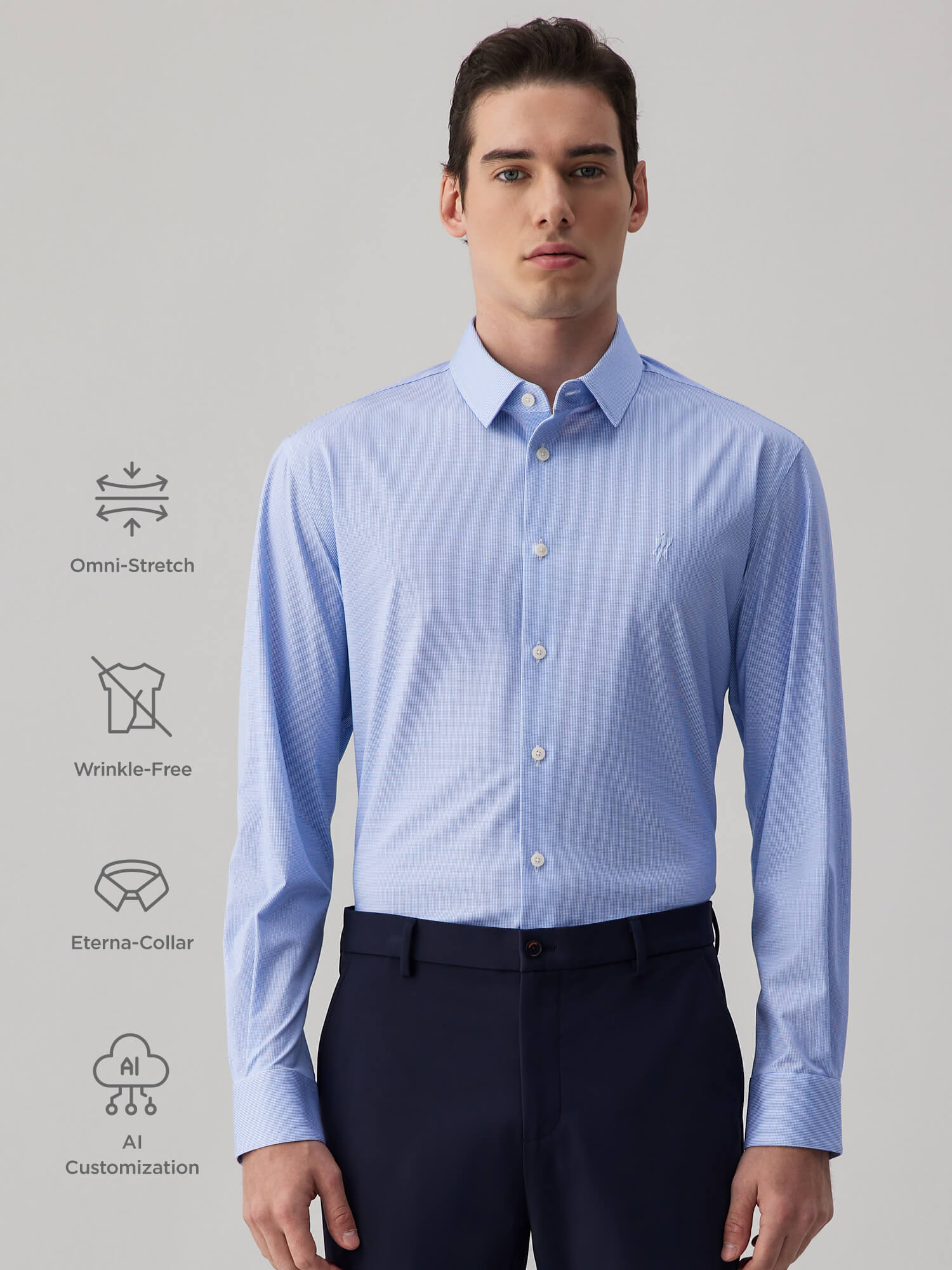 Glacier Blue Striped High-Stretch Shirt