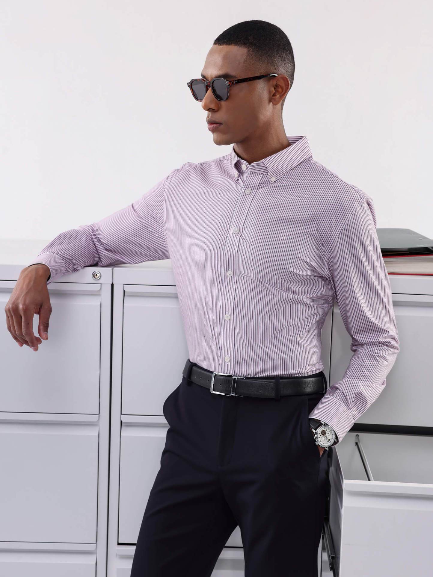 Waterfall Glow Striped High-Stretch Shirt