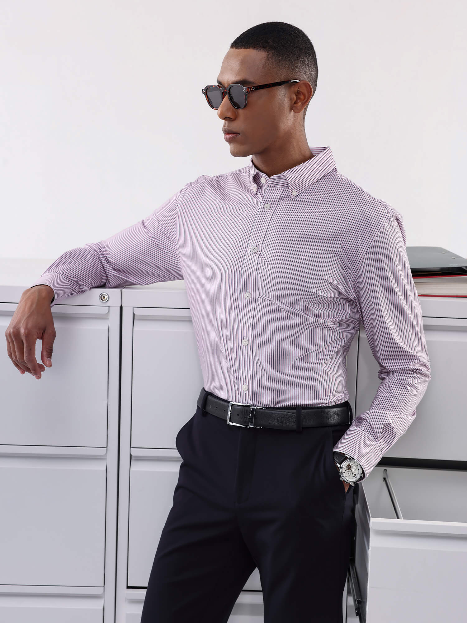 Waterfall Glow Striped High-Stretch Shirt