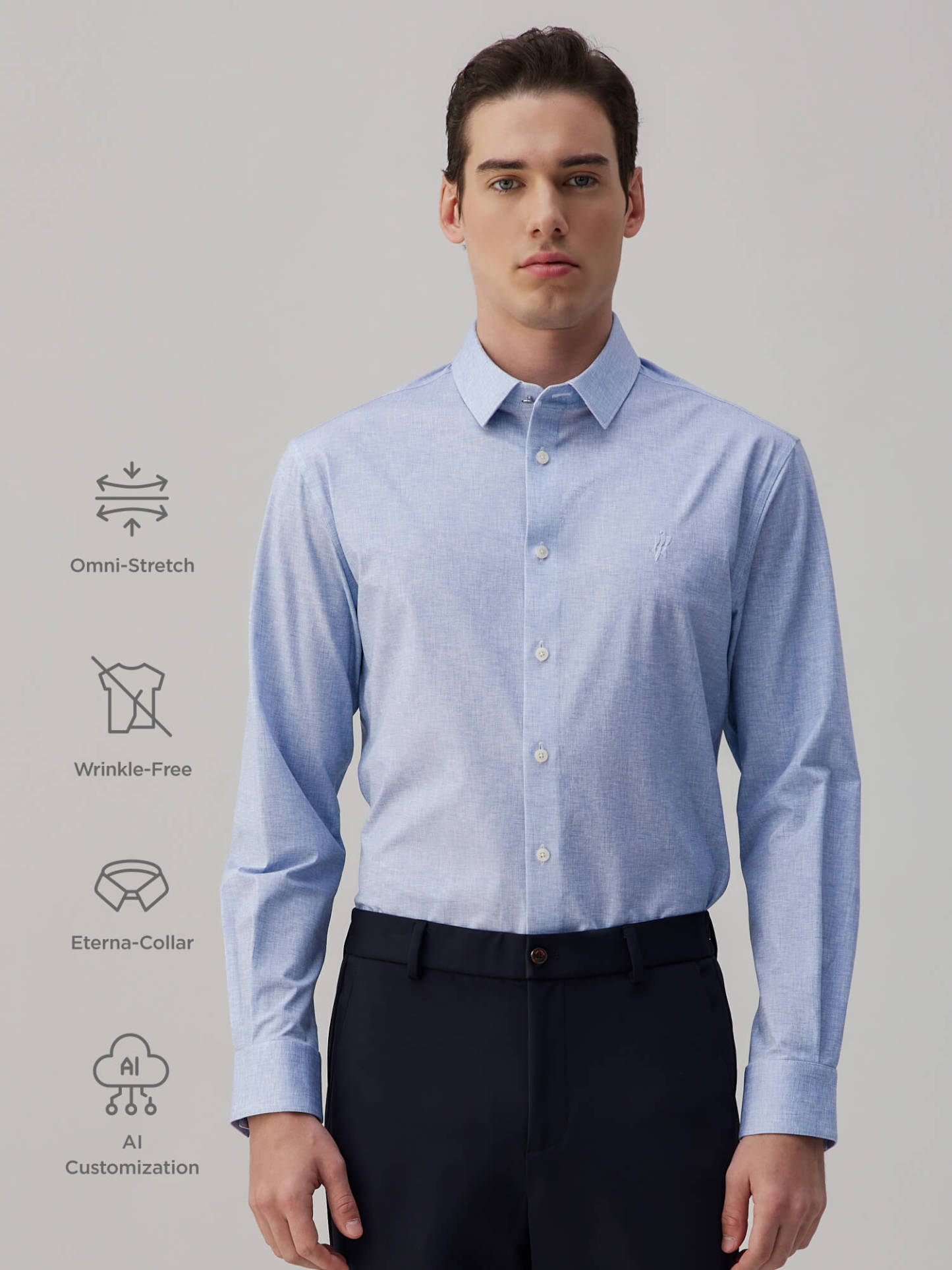 Glacier Blue Striped High-Stretch Shirt