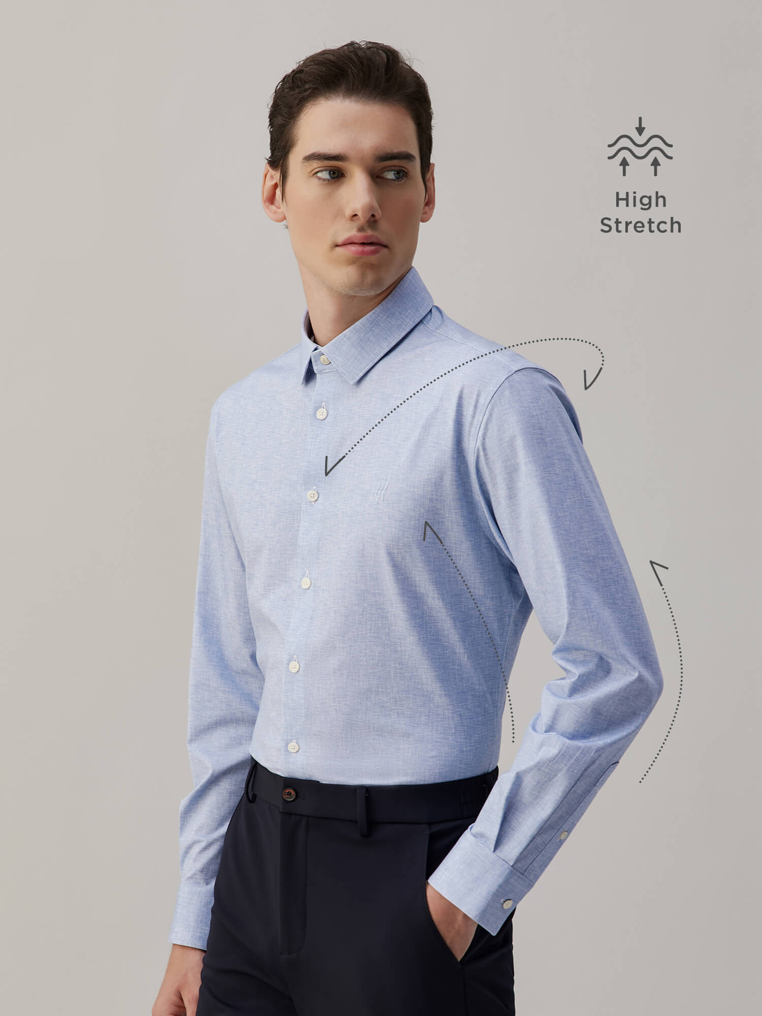 Meridian Gray High-Stretch Shirt -Own Dream Shirts-Dress Shirts for Men