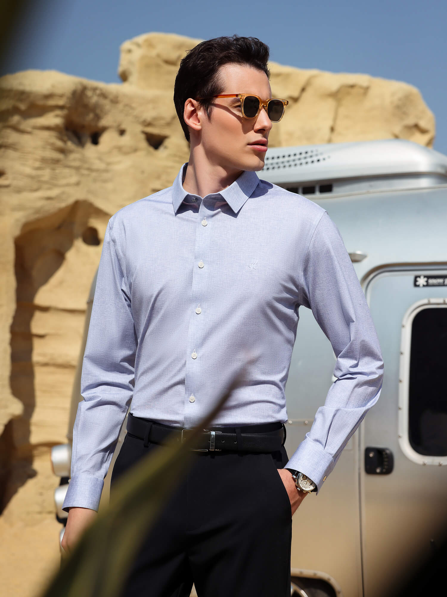 Meridian Gray High-Stretch Shirt -Own Dream Shirts-Dress Shirts for Men