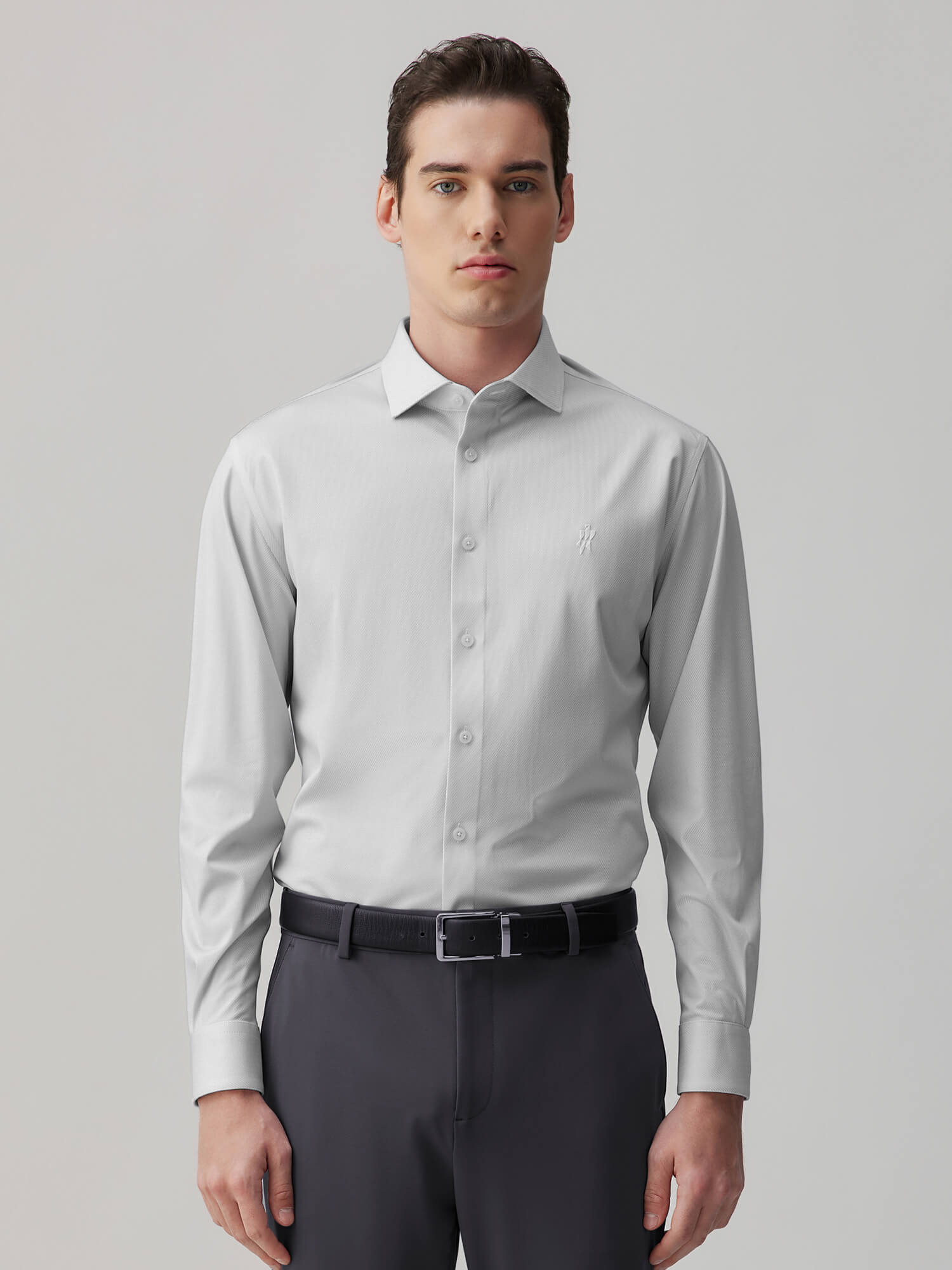 Frost Grey Silk High-Stretch Shirt