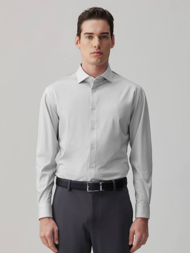 Frost Grey Silk High-Stretch Shirt