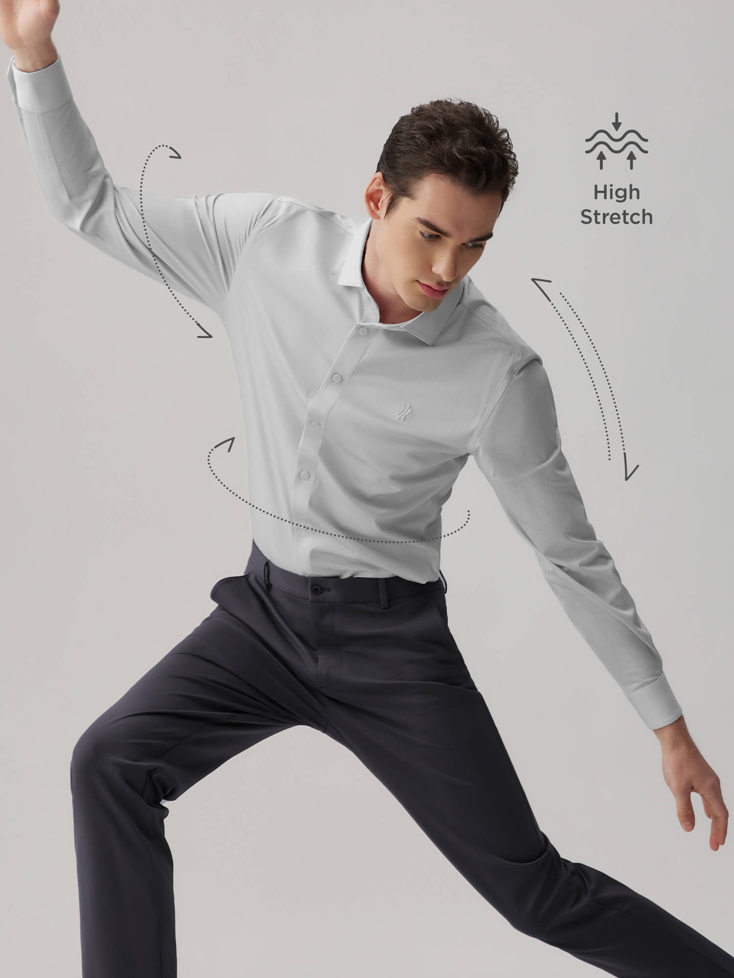 Frost Gray Silk High-Stretch Shirt-Own Dream Shirts-Dress Shirts for Men