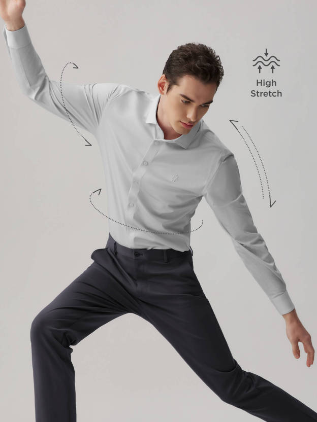 Frost Grey Silk High-Stretch Shirt