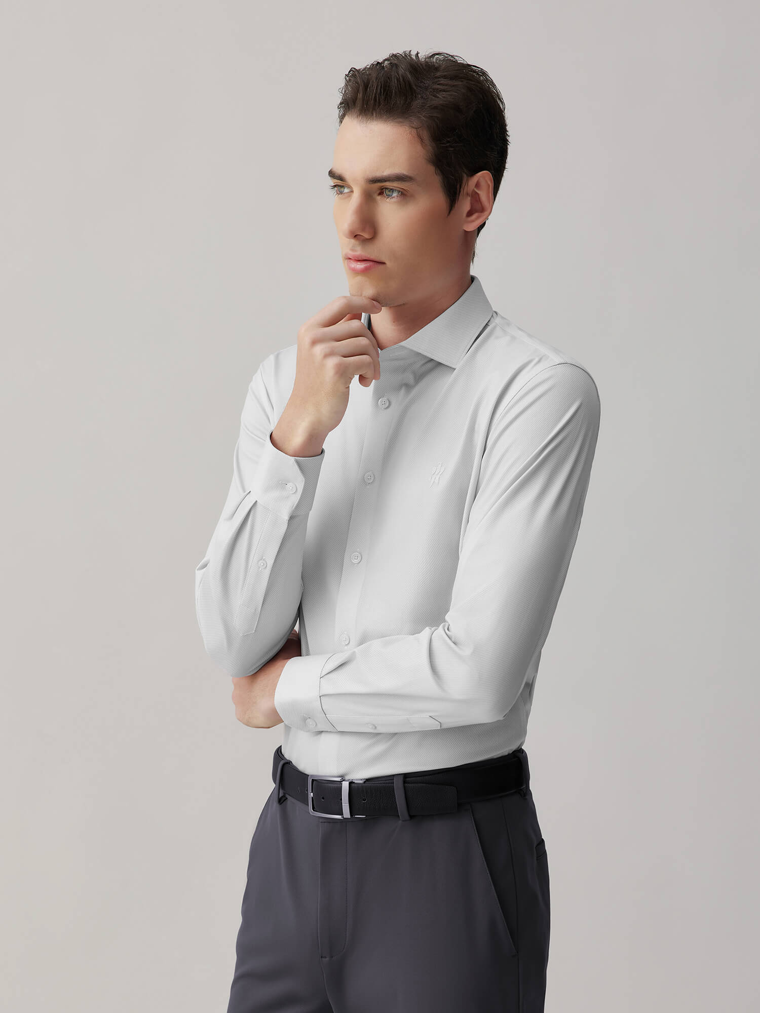 Frost Gray Silk High-Stretch Shirt-Own Dream Shirts-Dress Shirts for Men