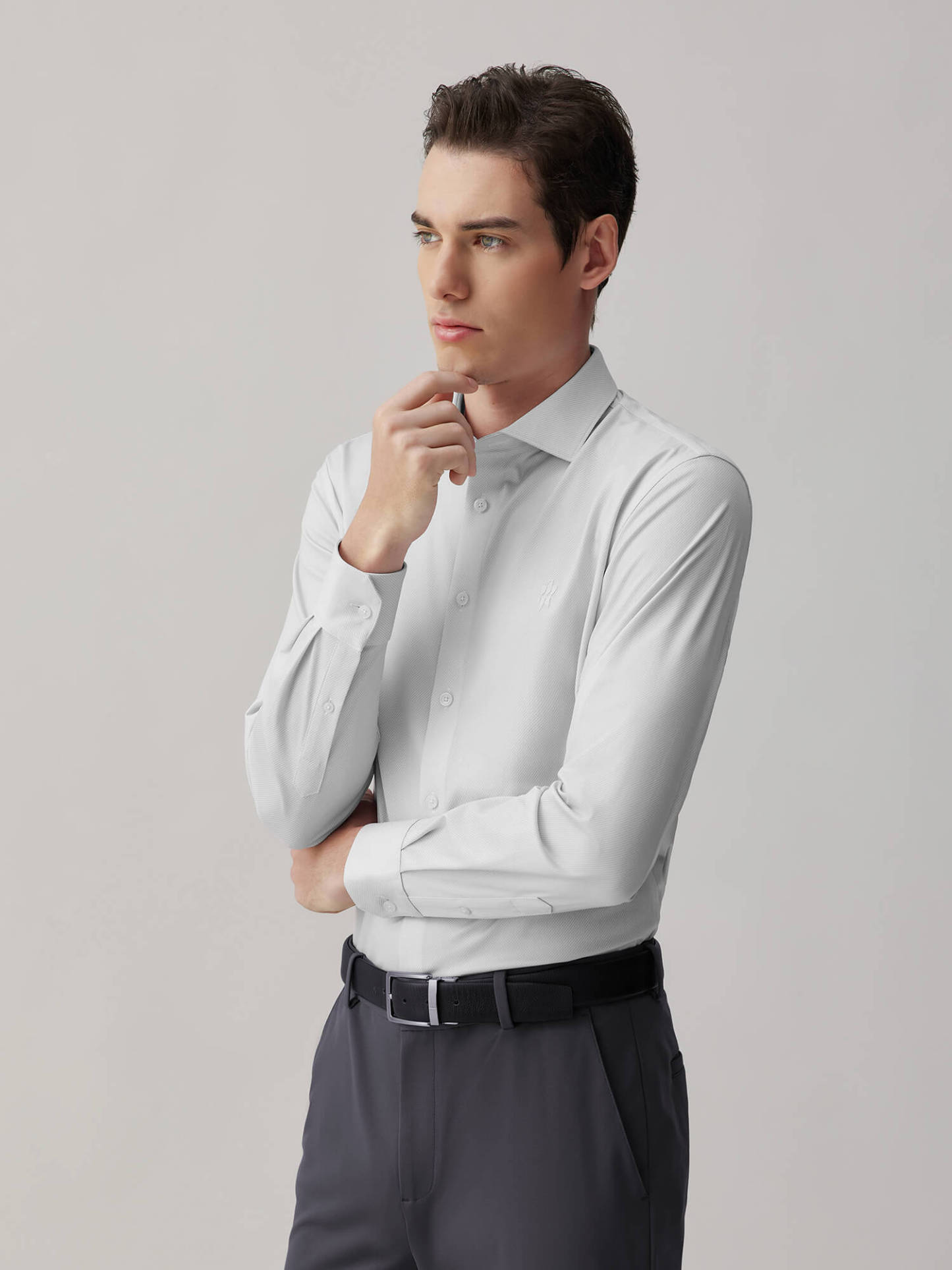 Frost Grey Silk High-Stretch Shirt
