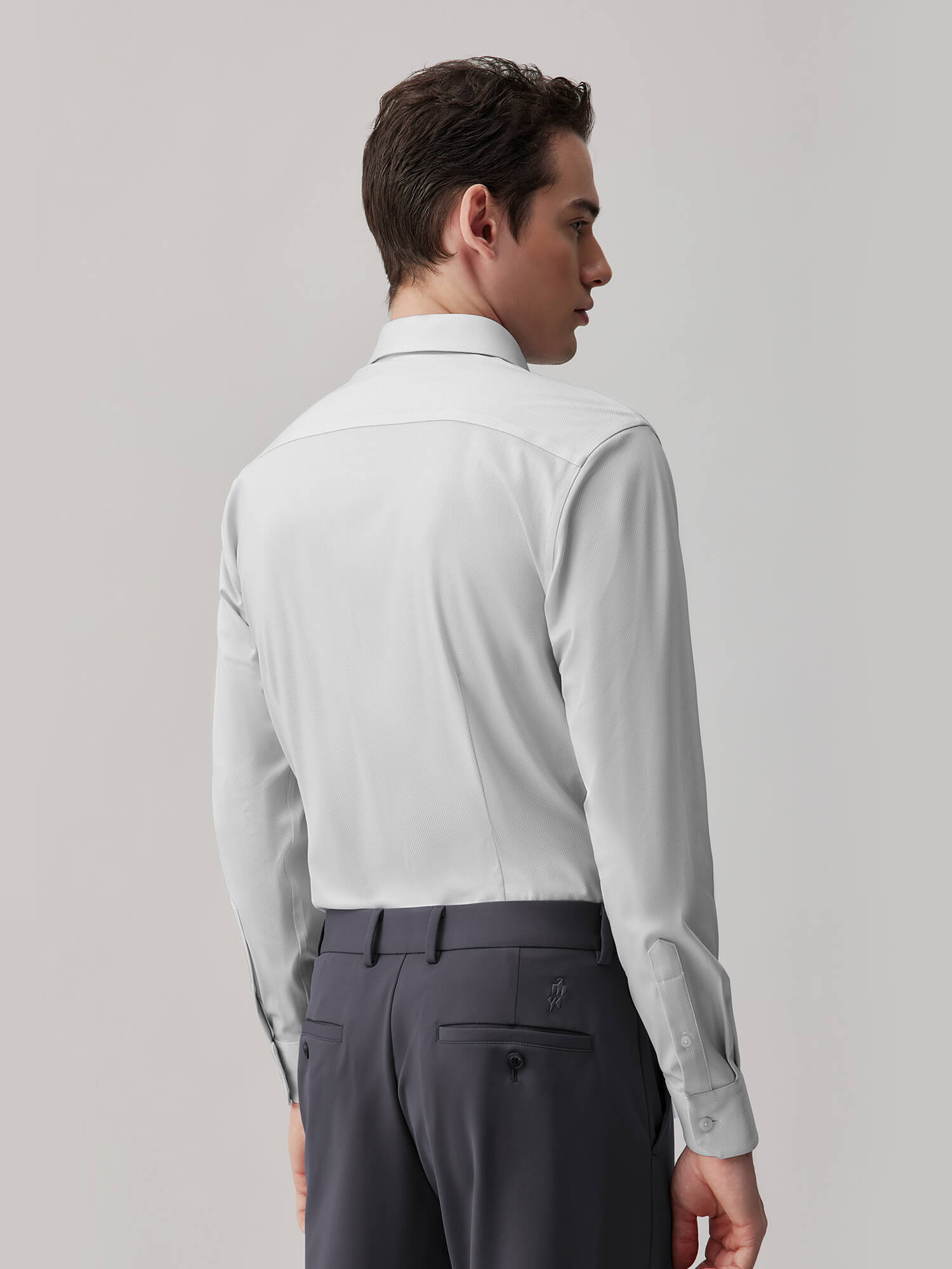 Frost Gray Silk High-Stretch Shirt-Own Dream Shirts-Dress Shirts for Men