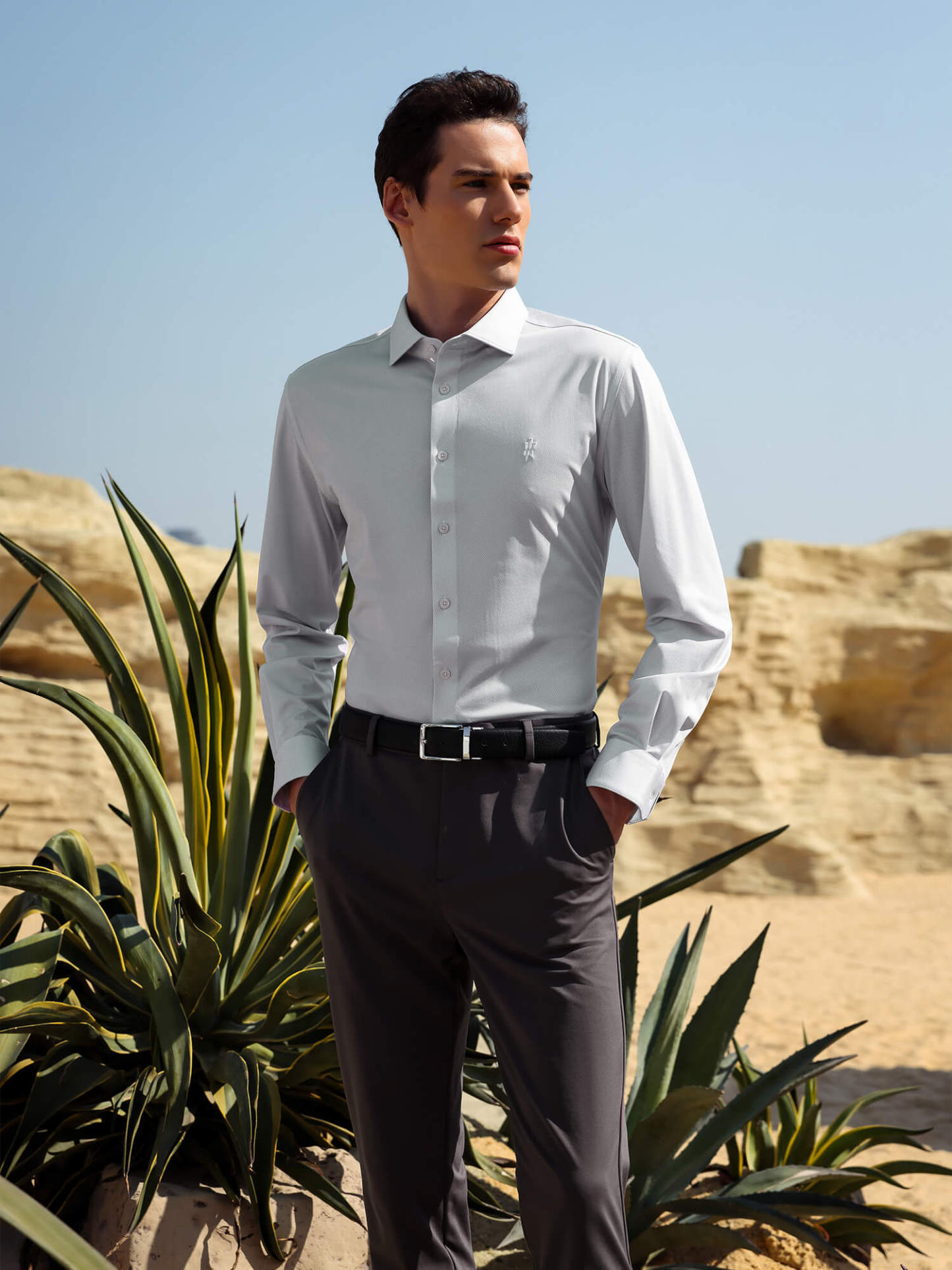 Frost Grey Silk High-Stretch Shirt