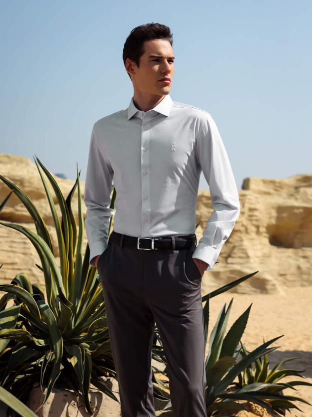 Frost Grey Silk High-Stretch Shirt