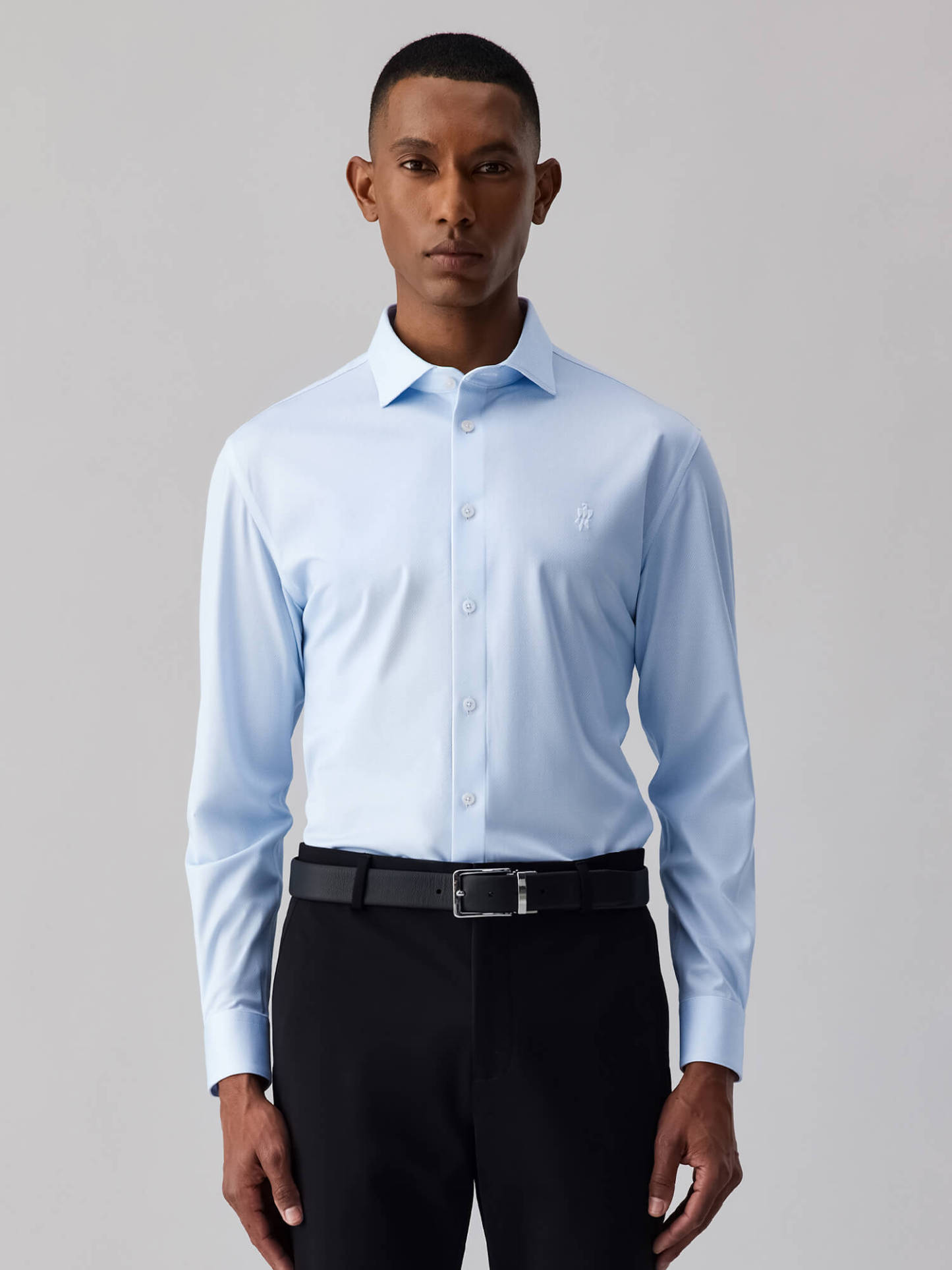 Jade Blue Silk High-Stretch Shirt