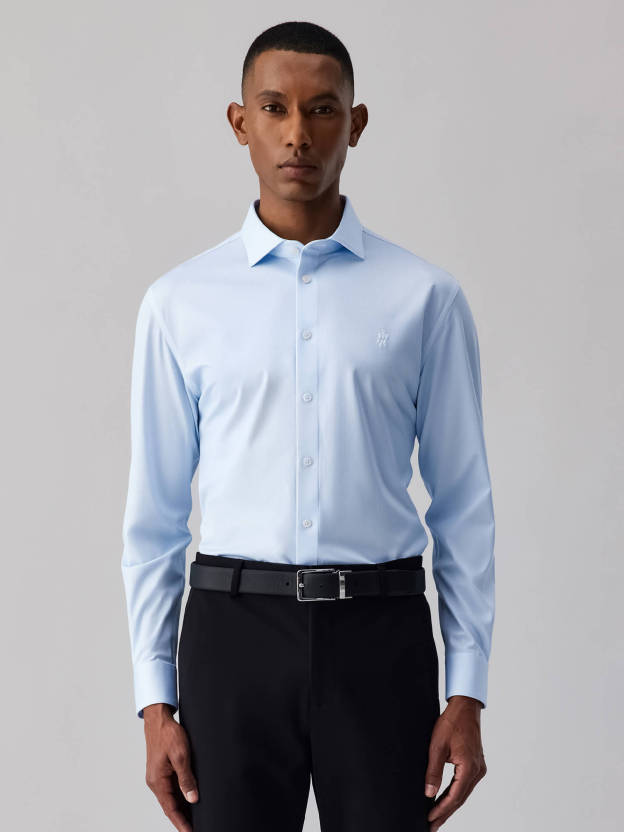 Jade Blue Silk High-Stretch Shirt