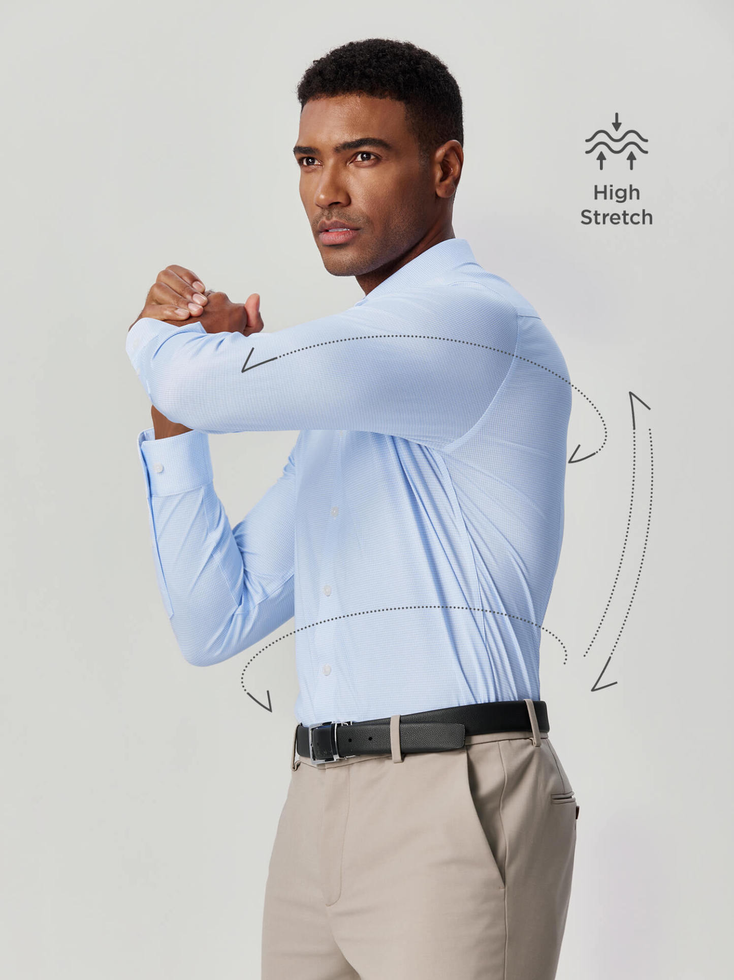 Jade Blue Silk High-Stretch Shirt