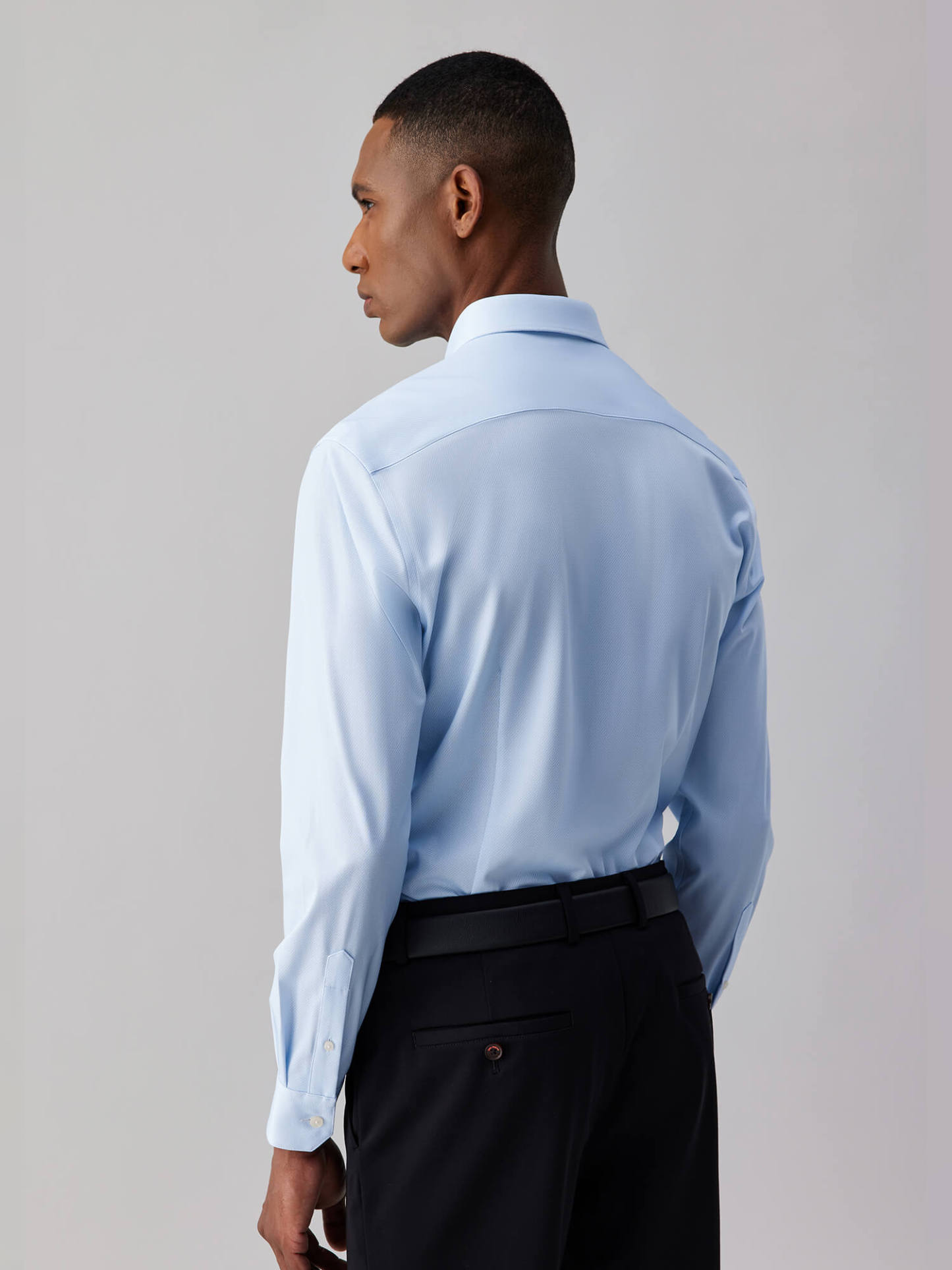 Jade Blue Silk High-Stretch Shirt
