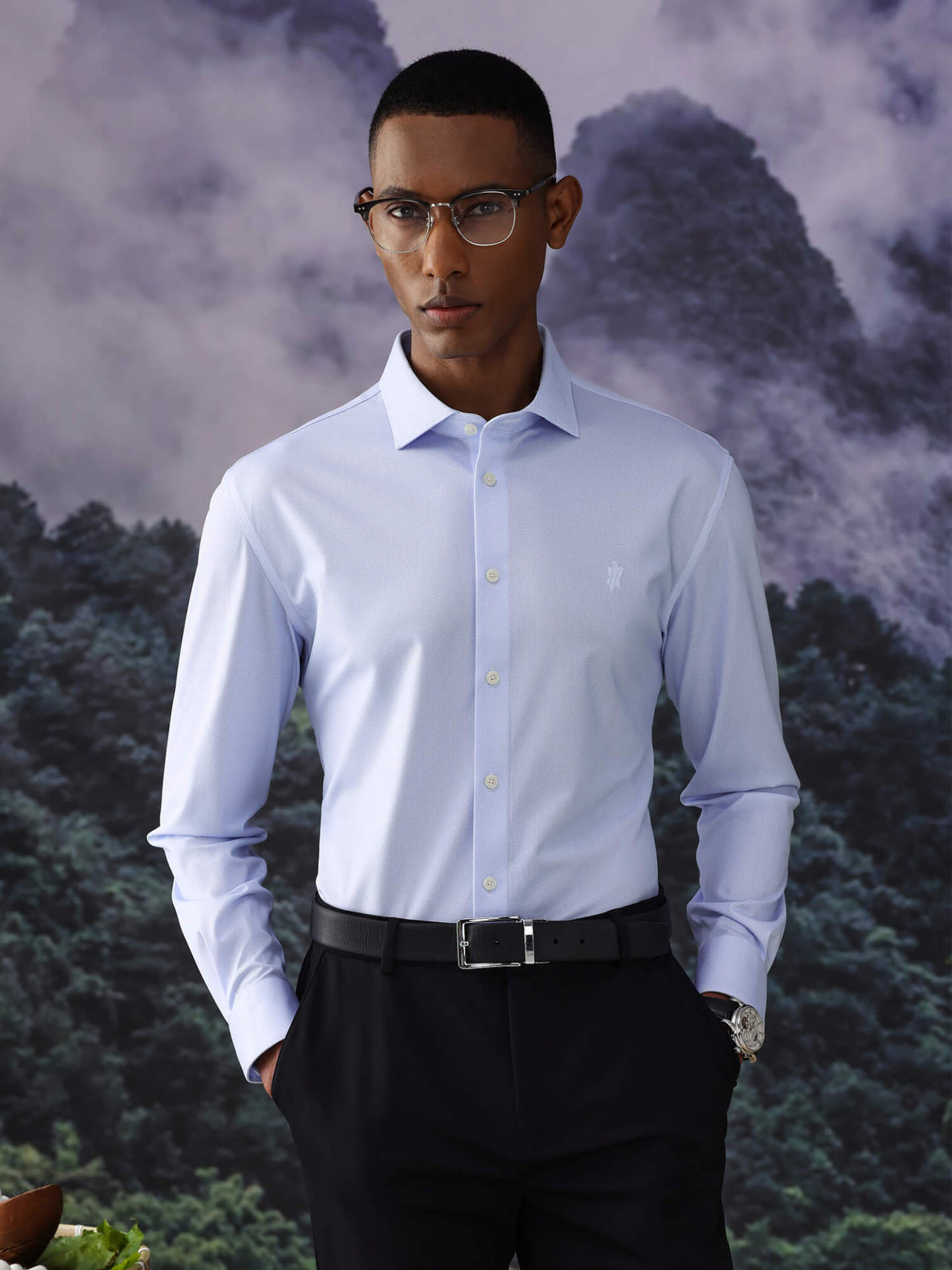 Jade Blue Silk High-Stretch Shirt