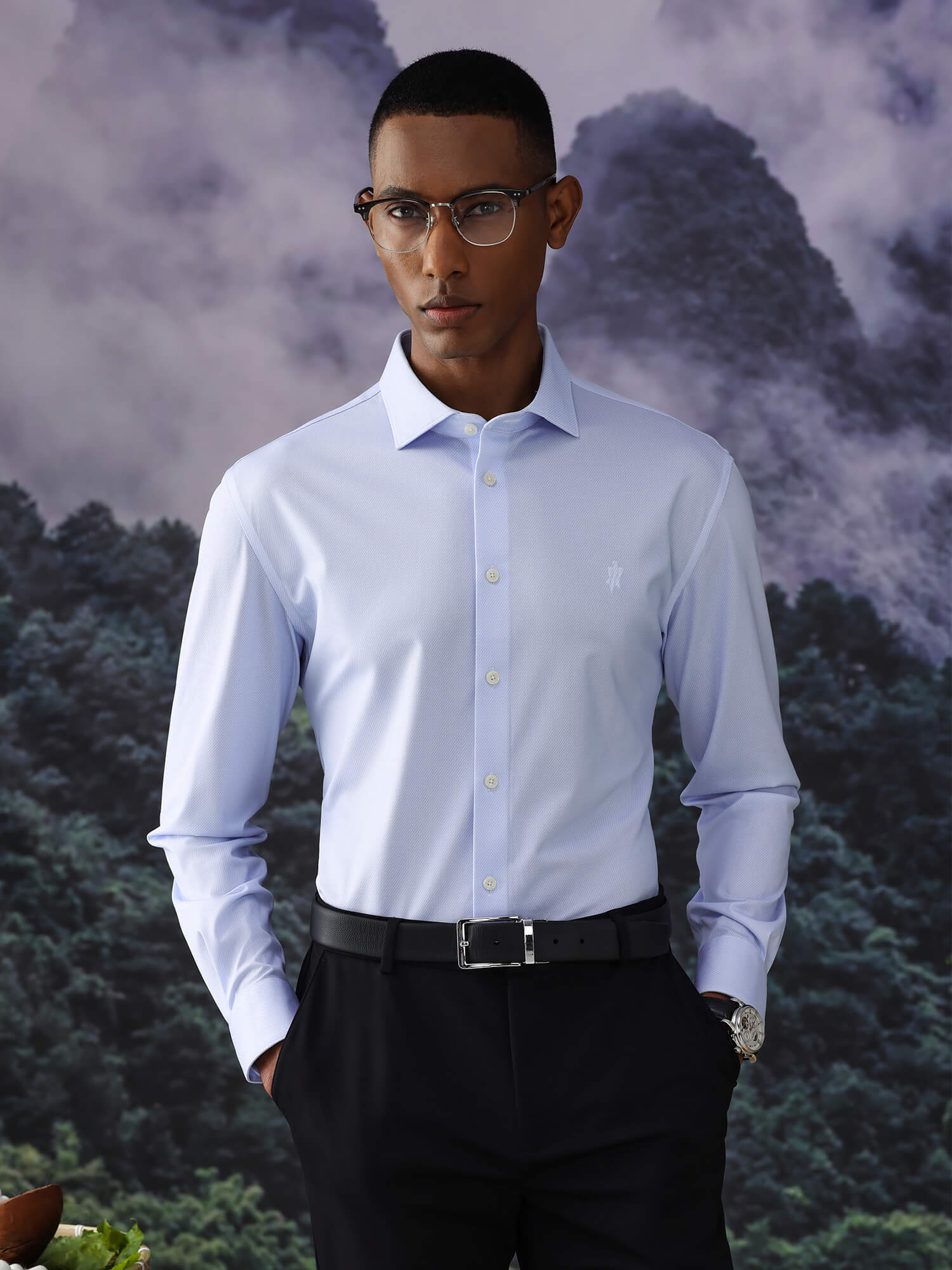 Jade Blue Silk High-Stretch Shirt